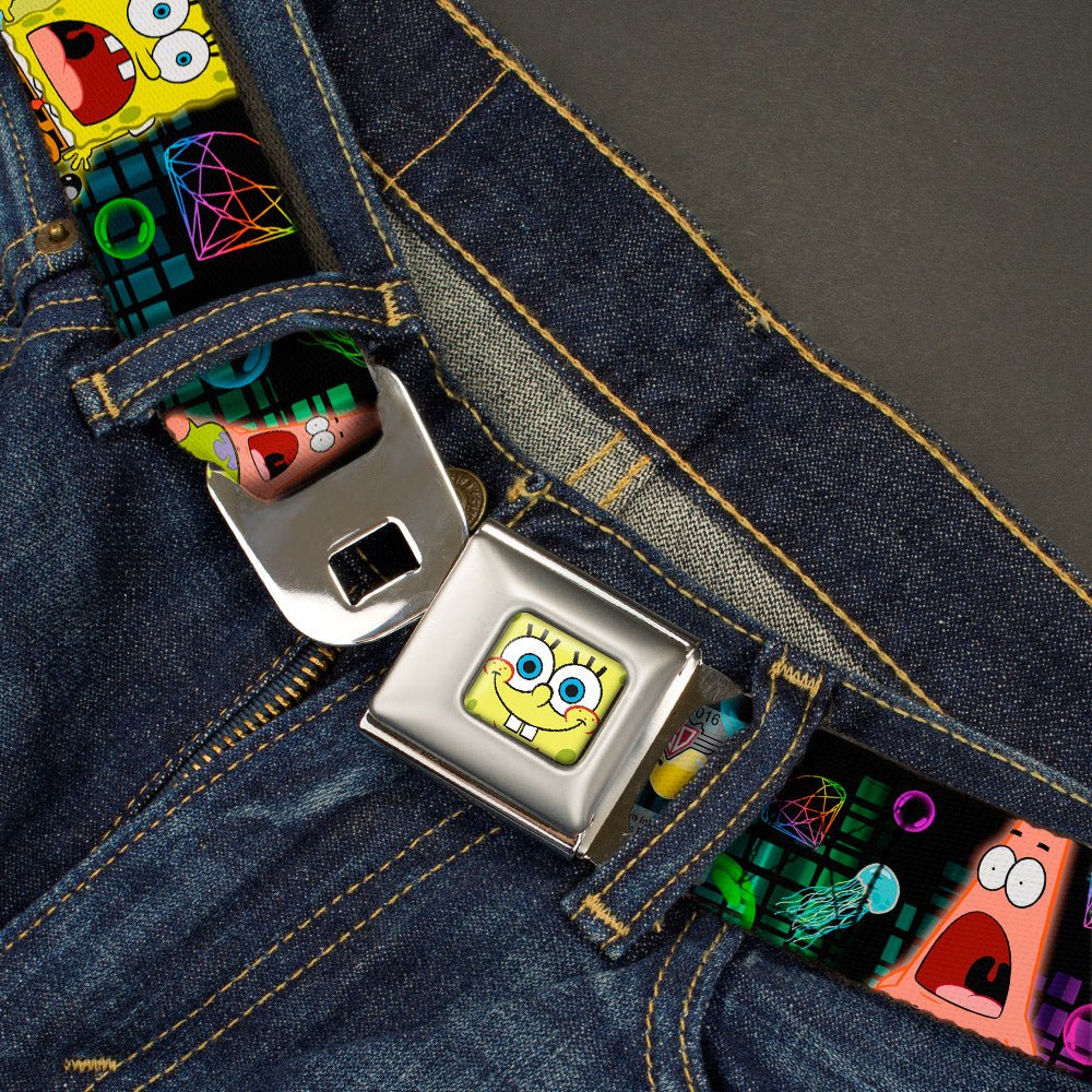 SpongeBob SquarePants Seatbelt Belt Surprised Face Close-Up Full Color Black Multi-Color - Image 2