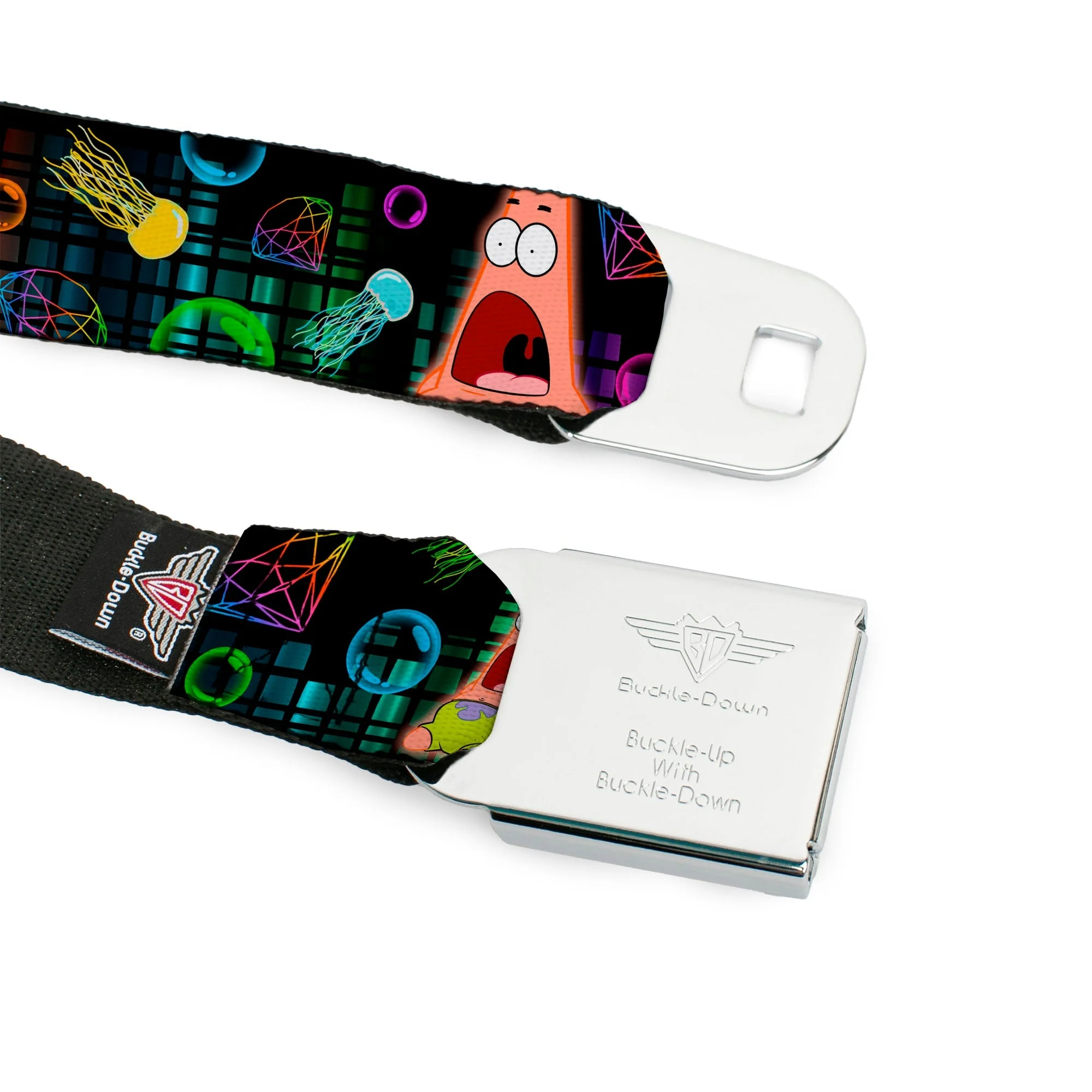 SpongeBob SquarePants Seatbelt Belt Surprised Face Close-Up Full Color Black Multi-Color - Image 9