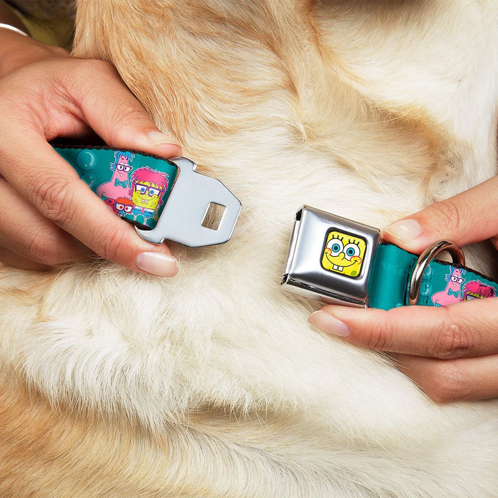SpongeBob SquarePants Dog Collar SpongeBob Face Close-Up Seatbelt Buckle Aqua - Image 8