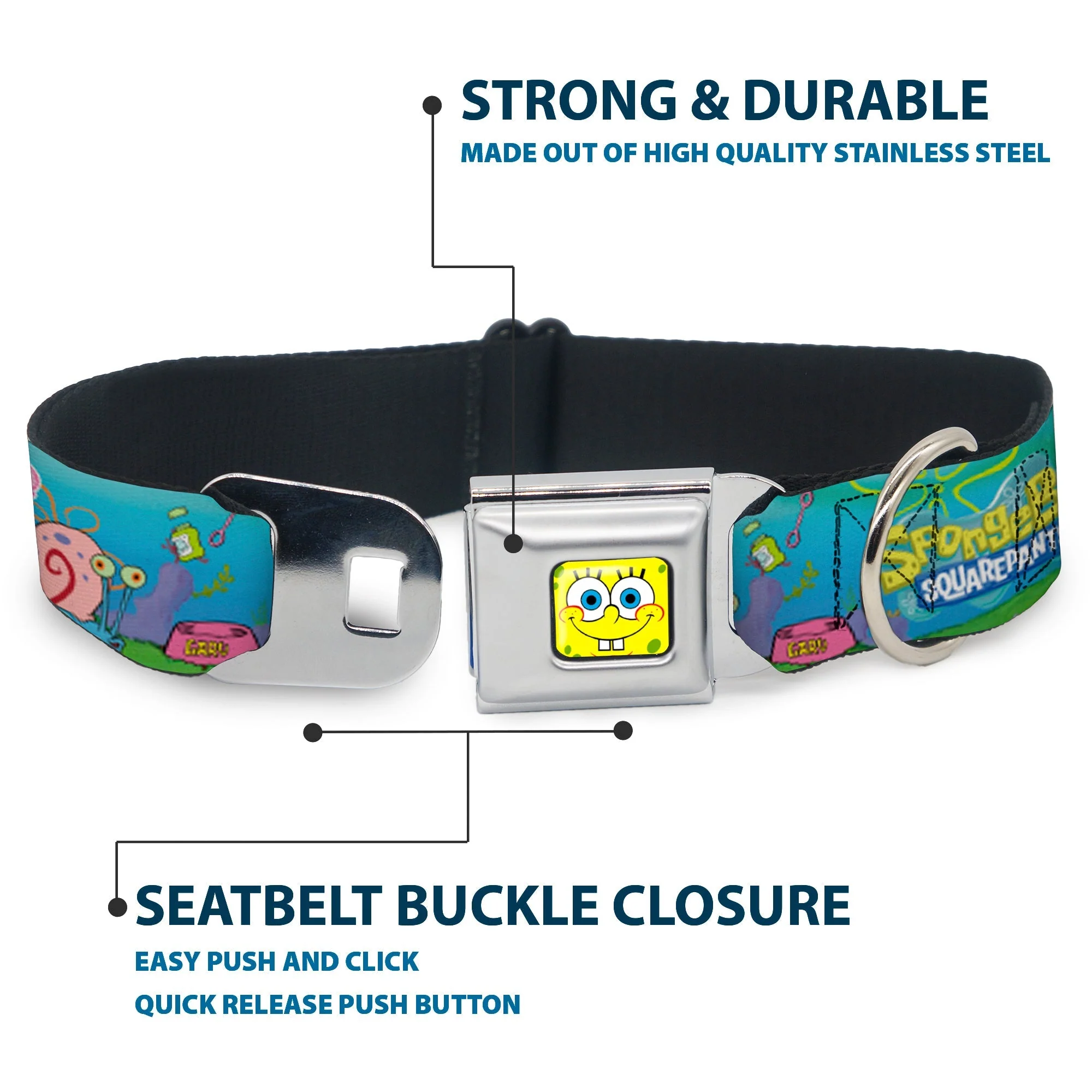 SpongeBob SquarePants Dog Collar SpongeBob Face Close-Up Seatbelt Buckle - Image 4