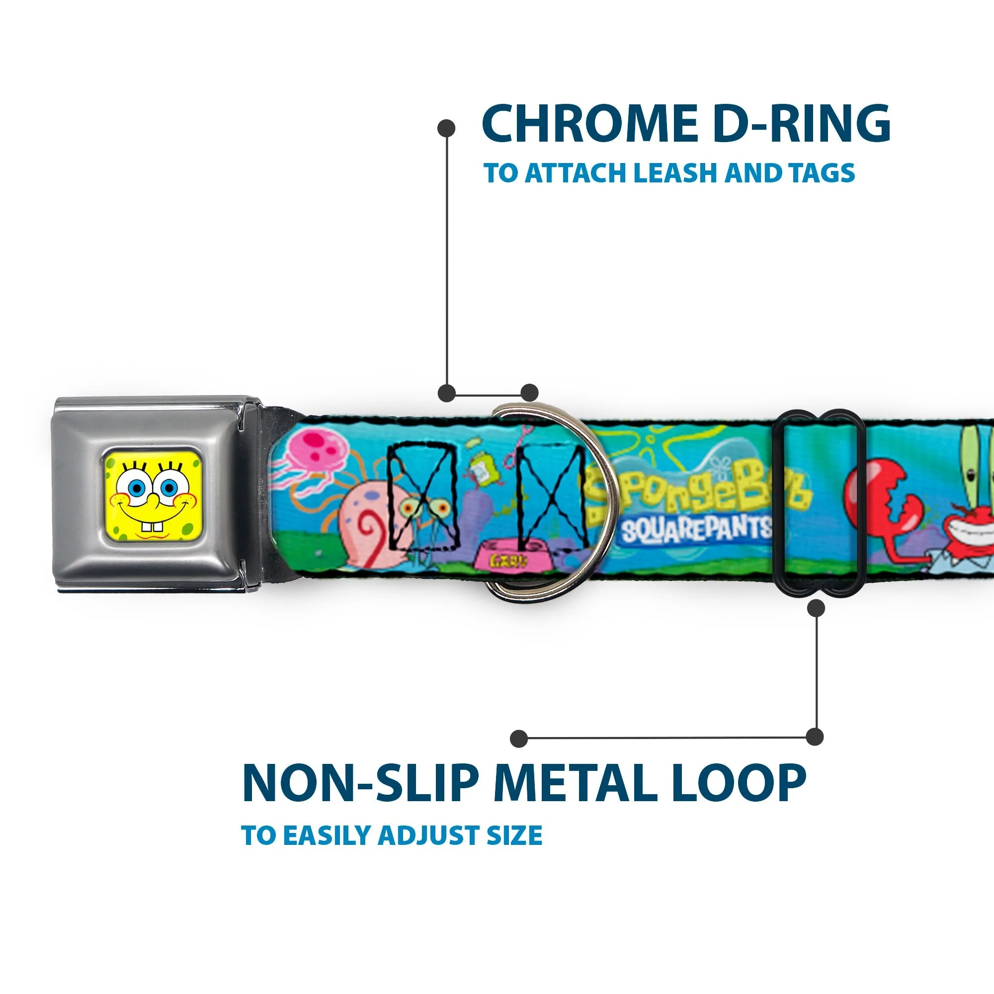 SpongeBob SquarePants Dog Collar SpongeBob Face Close-Up Seatbelt Buckle - Image 5