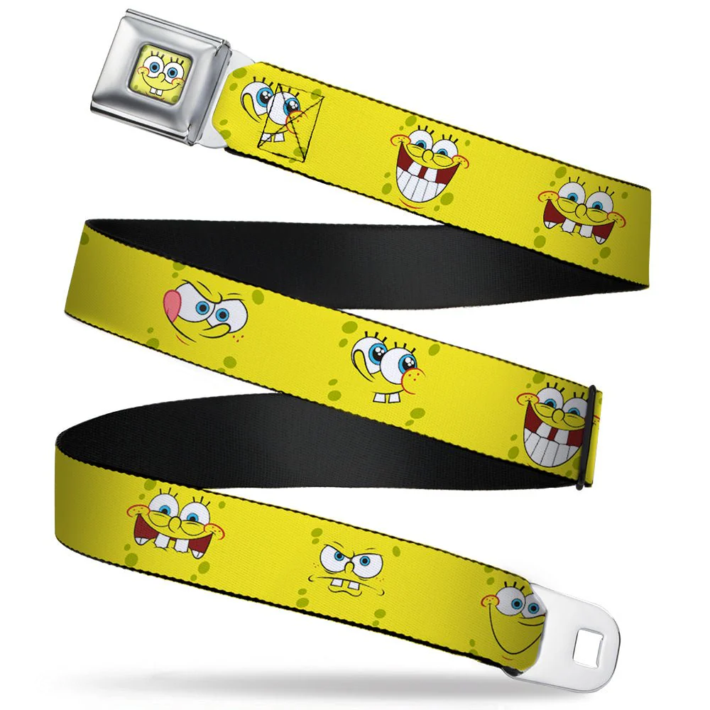 SpongeBob SquarePants Seatbelt Belt Face Close-Up Expressions Full Color Yellow