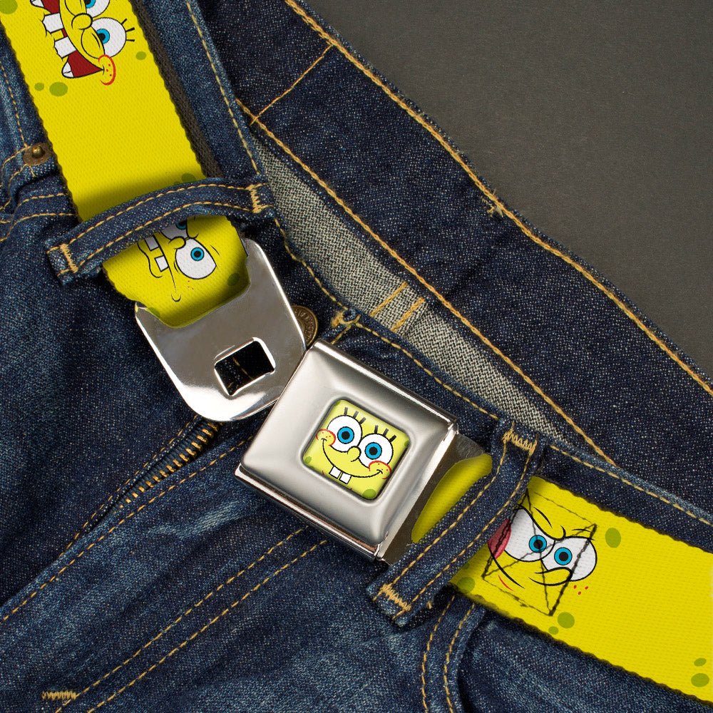SpongeBob SquarePants Seatbelt Belt Face Close-Up Expressions Full Color Yellow - Image 2