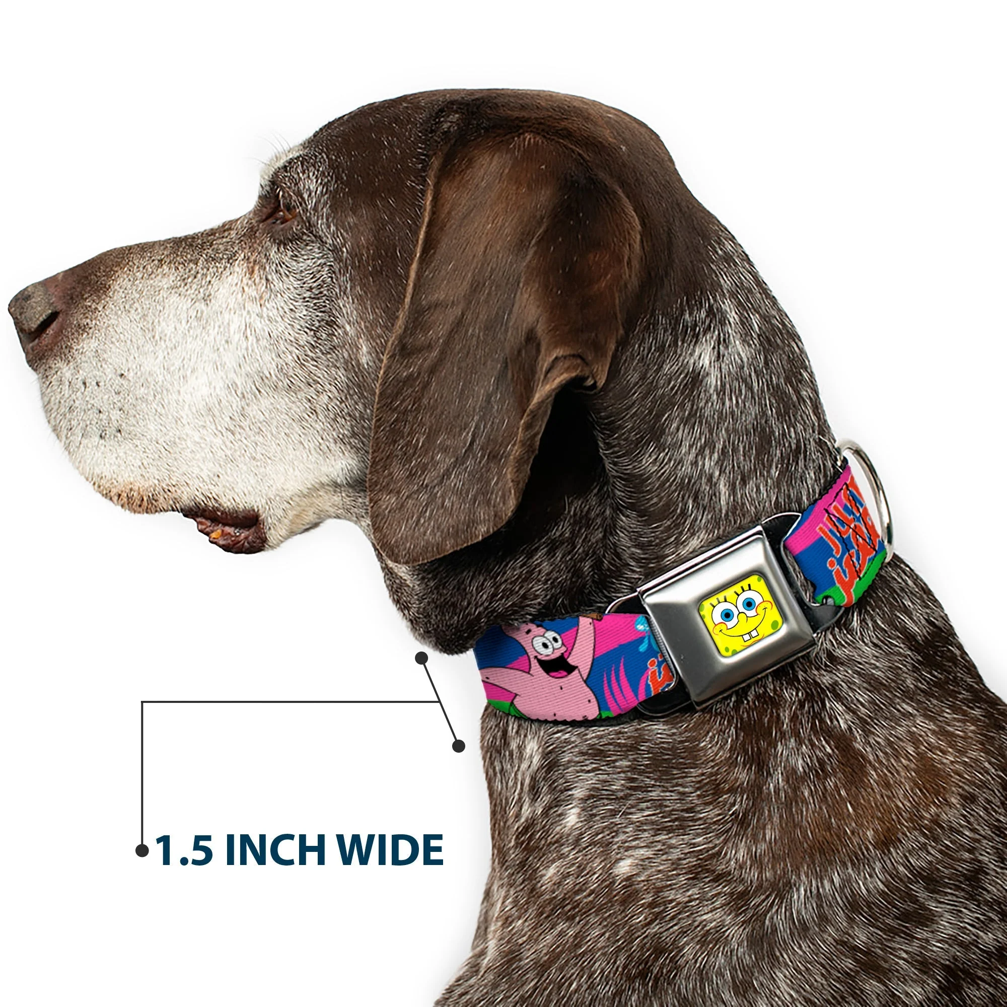 SpongeBob SquarePants Dog Collar SpongeBob Face Close-Up Jumpin' Jellyfish Multi-Color Seatbelt Buckle - Image 7
