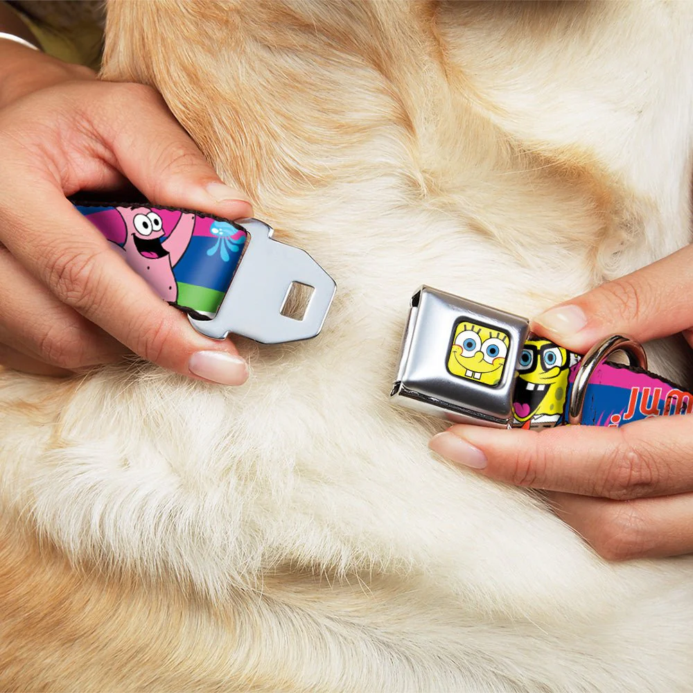 SpongeBob SquarePants Dog Collar SpongeBob Face Close-Up Jumpin' Jellyfish Multi-Color Seatbelt Buckle - Image 8