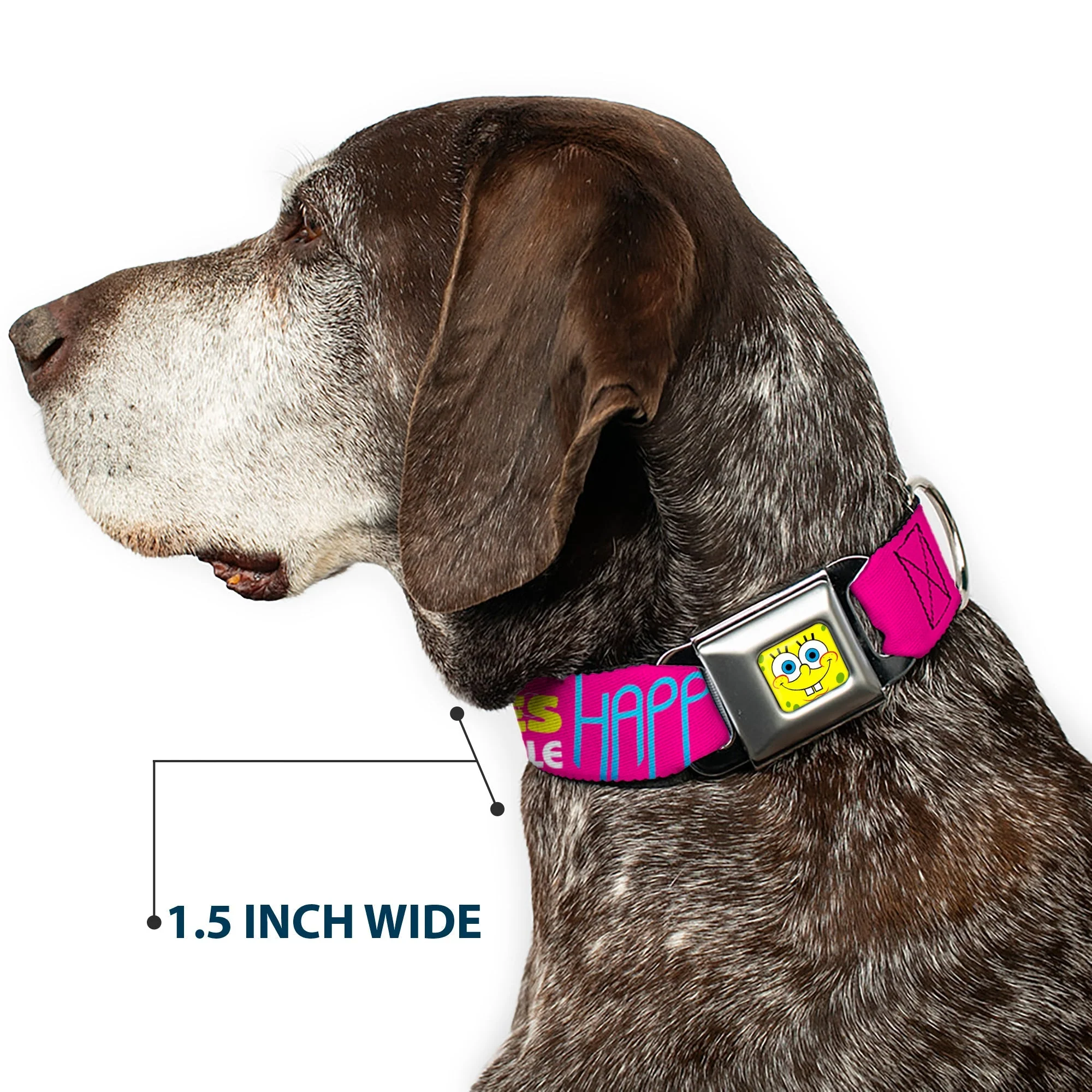 SpongeBob SquarePants Dog Collar SpongeBob Face Patrick Pose Bubbles Design Seatbelt Buckle Pink Yellow Blue - Image 7