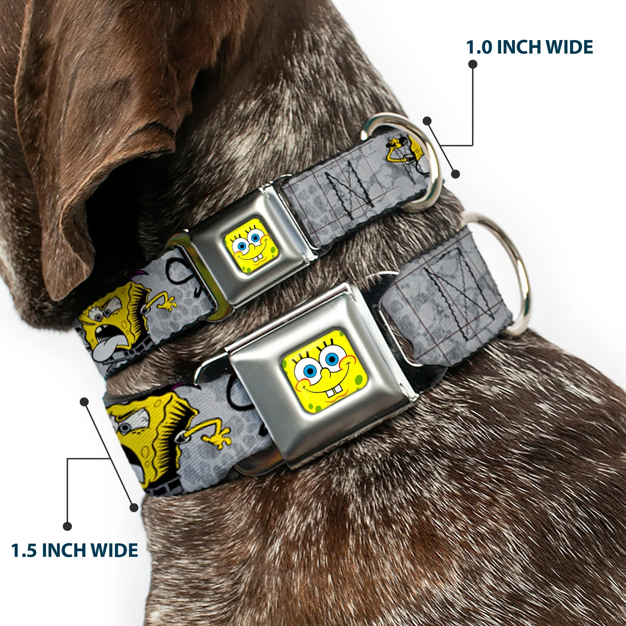 SpongeBob SquarePants Dog Seatbelt Collar SpongeBob Face Close-Up Adjustable Full Color - Image 2