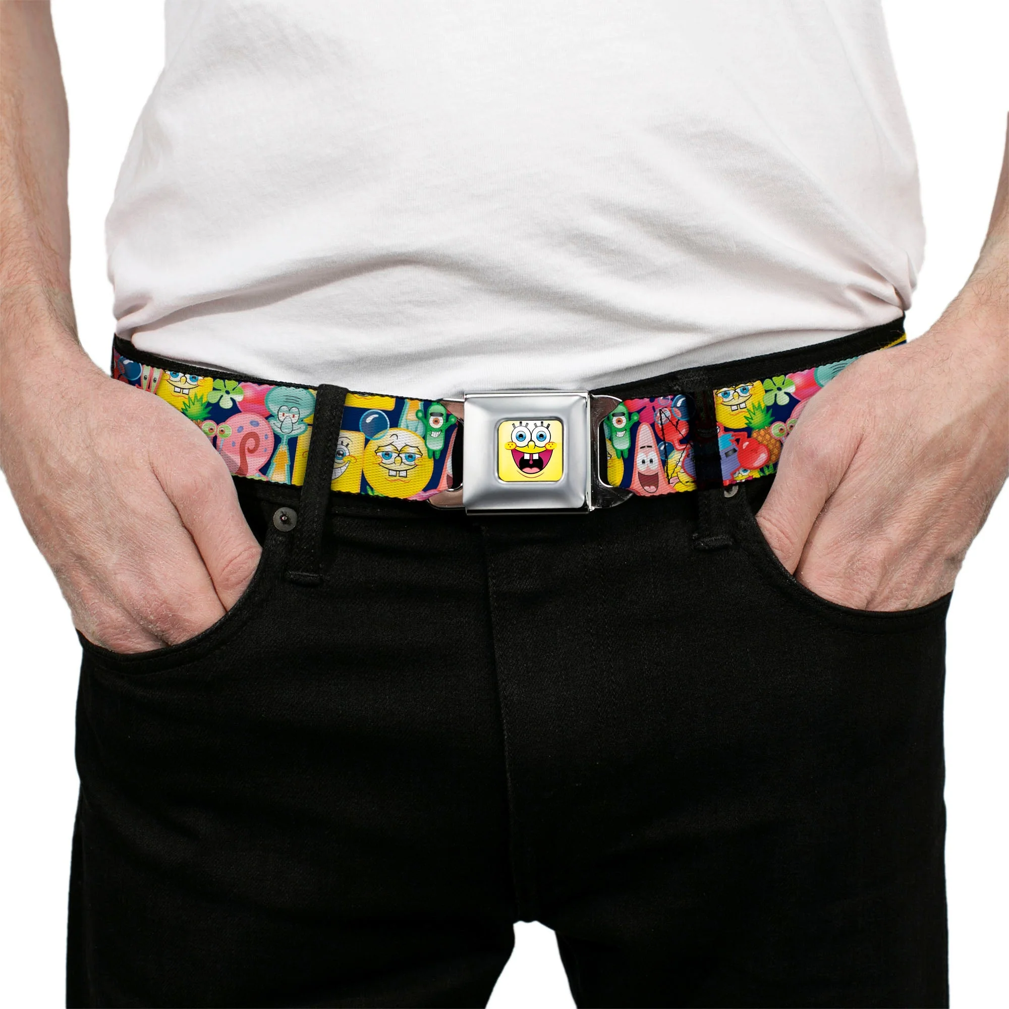 SpongeBob SquarePants Seatbelt Belt Open Mouth Smile Design Full Color - Image 3
