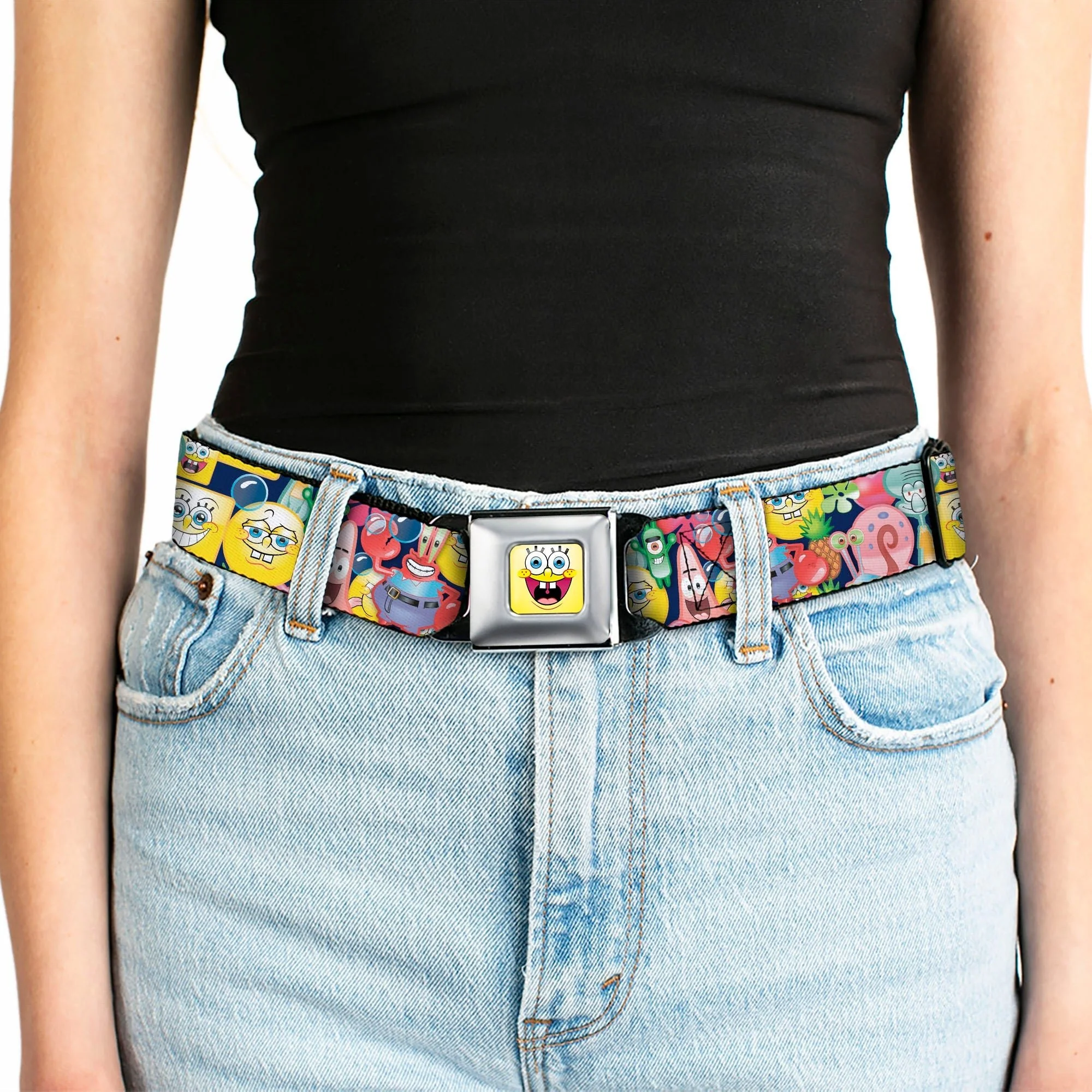 SpongeBob SquarePants Seatbelt Belt Open Mouth Smile Design Full Color - Image 5