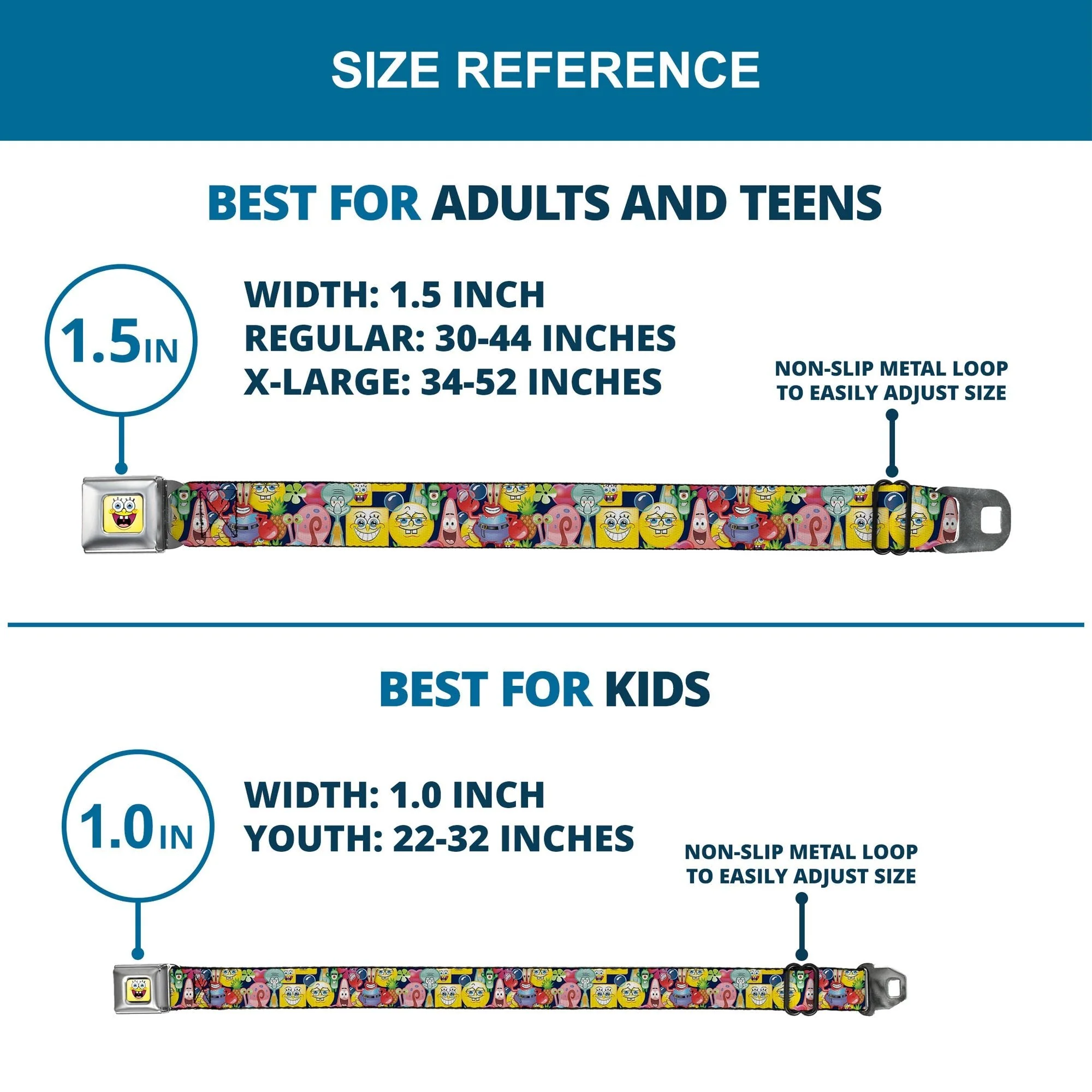 SpongeBob SquarePants Seatbelt Belt Open Mouth Smile Design Full Color - Image 8