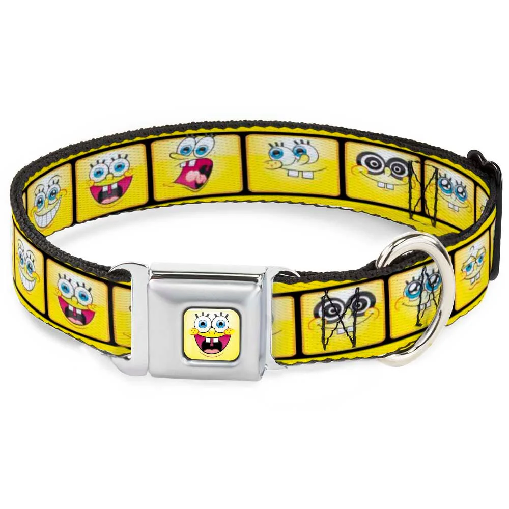 SpongeBob SquarePants Dog Collar Open Mouth Smile Seatbelt Buckle Yellow