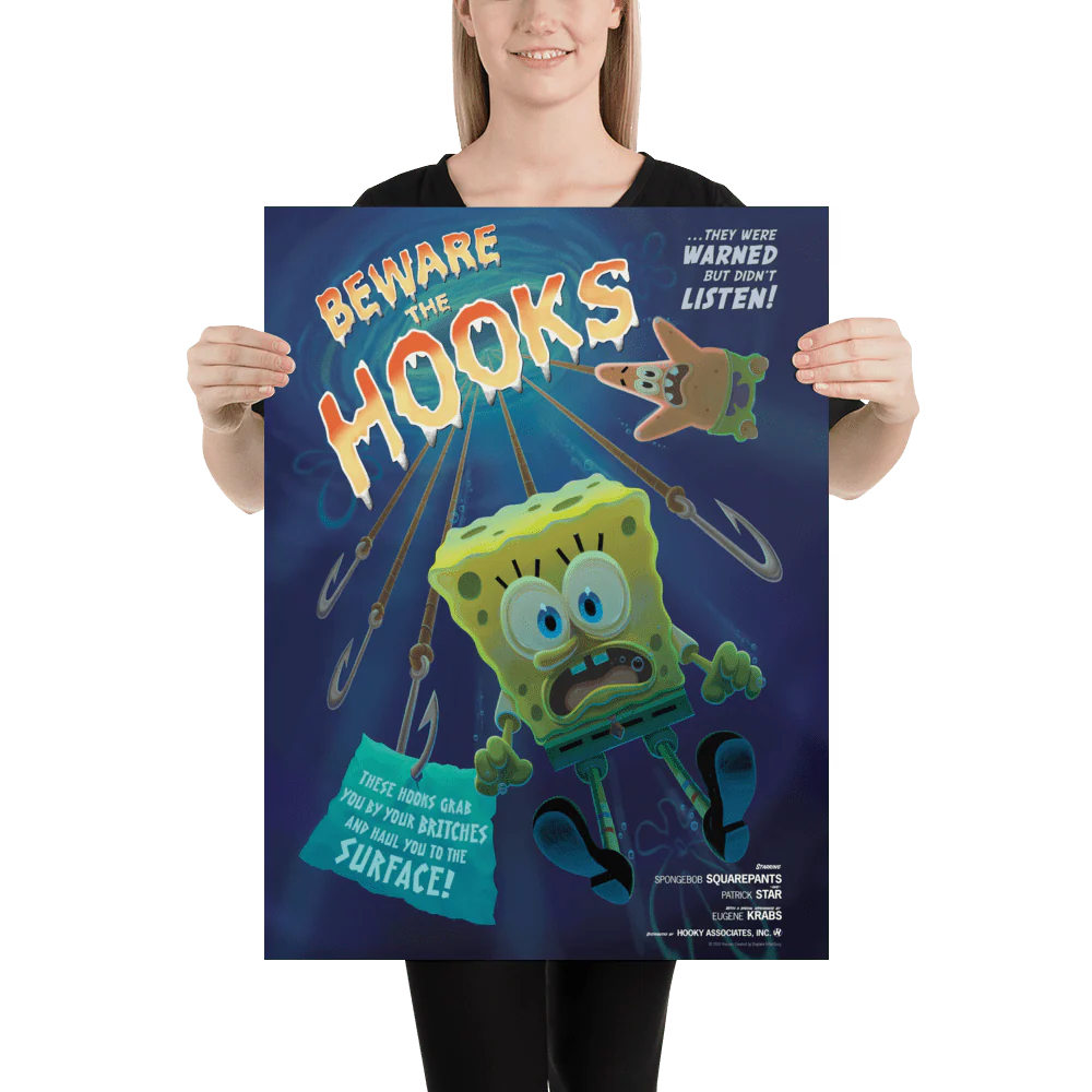 SpongeBob SquarePants Beware the Hooks Premium Satin Poster - Image 2