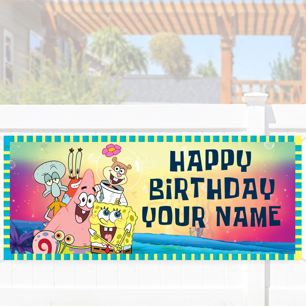 Spongebob Squarepants Group Shot Personalized Banner - Image 2