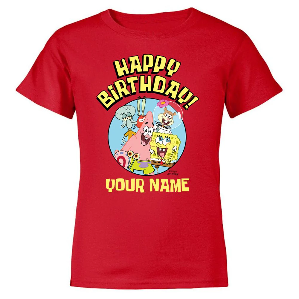SpongeBob SquarePants Group Shot Personalized Kids Short Sleeve T-Shirt