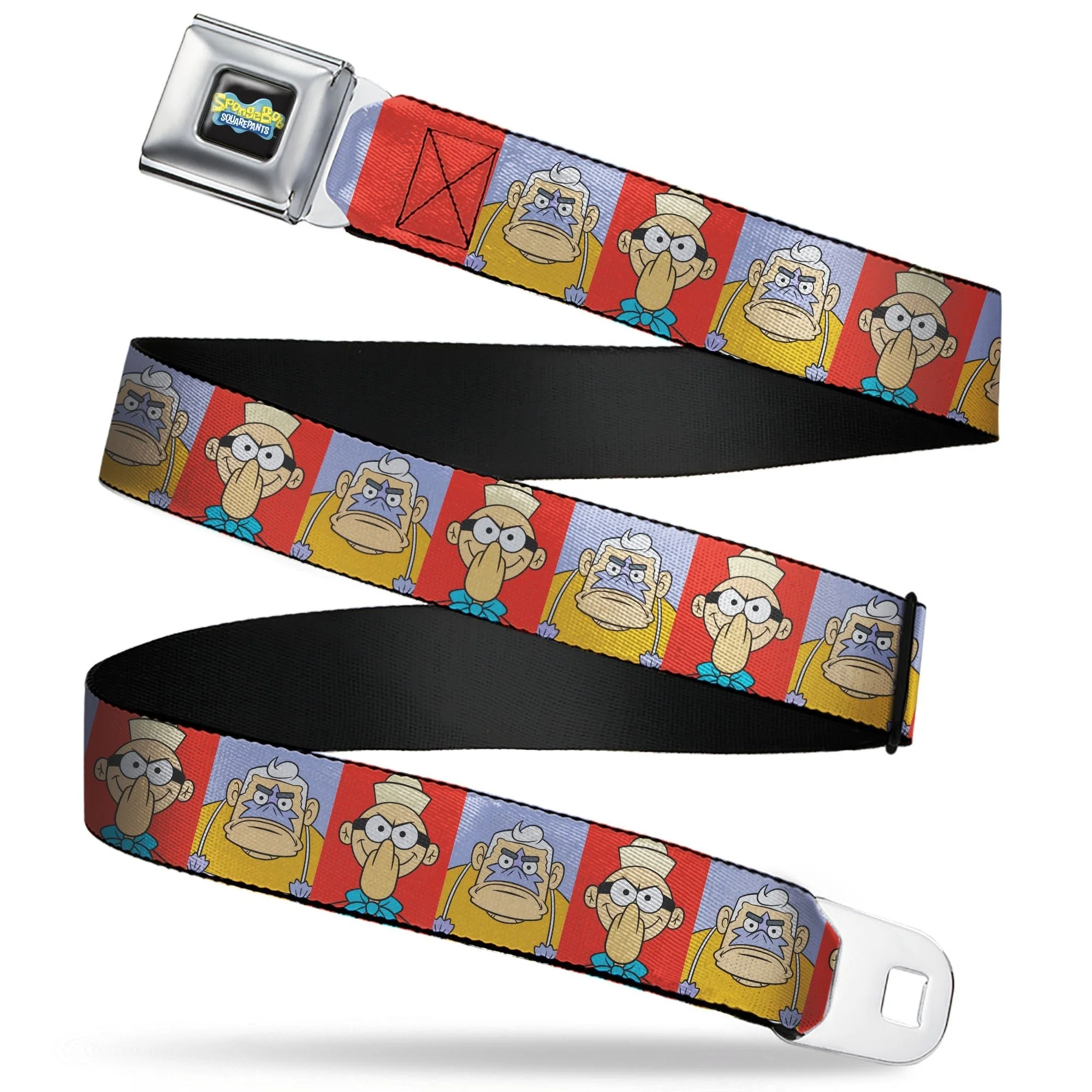 SpongeBob SquarePants Seatbelt Belt Barnacle Boy Mermaid Man Pose Blocks Full Color Red/Blue