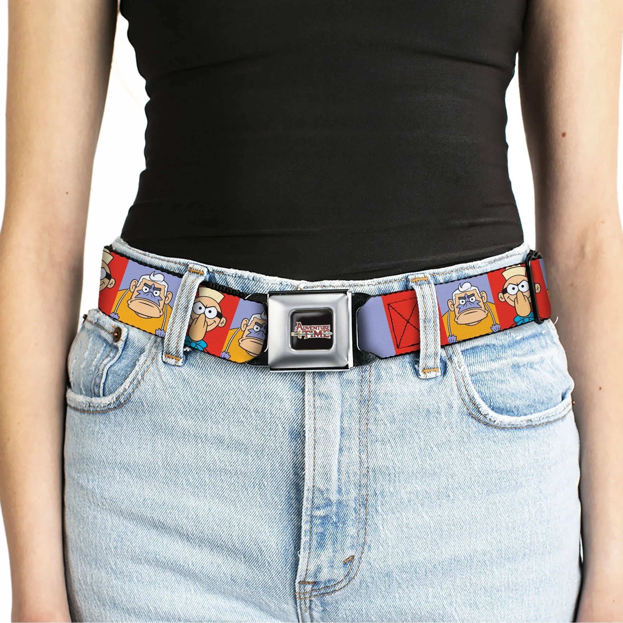 SpongeBob SquarePants Seatbelt Belt Barnacle Boy Mermaid Man Pose Blocks Full Color Red/Blue - Image 5