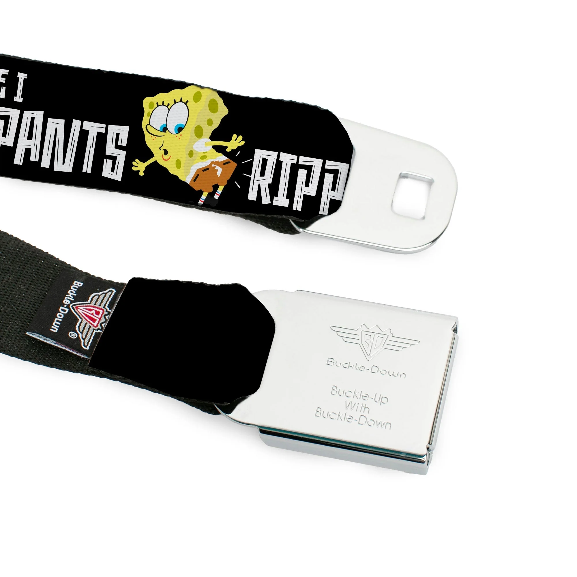 SpongeBob SquarePants Seatbelt Belt All Because I Ripped My Pants Pose Adjustable Black - Image 9