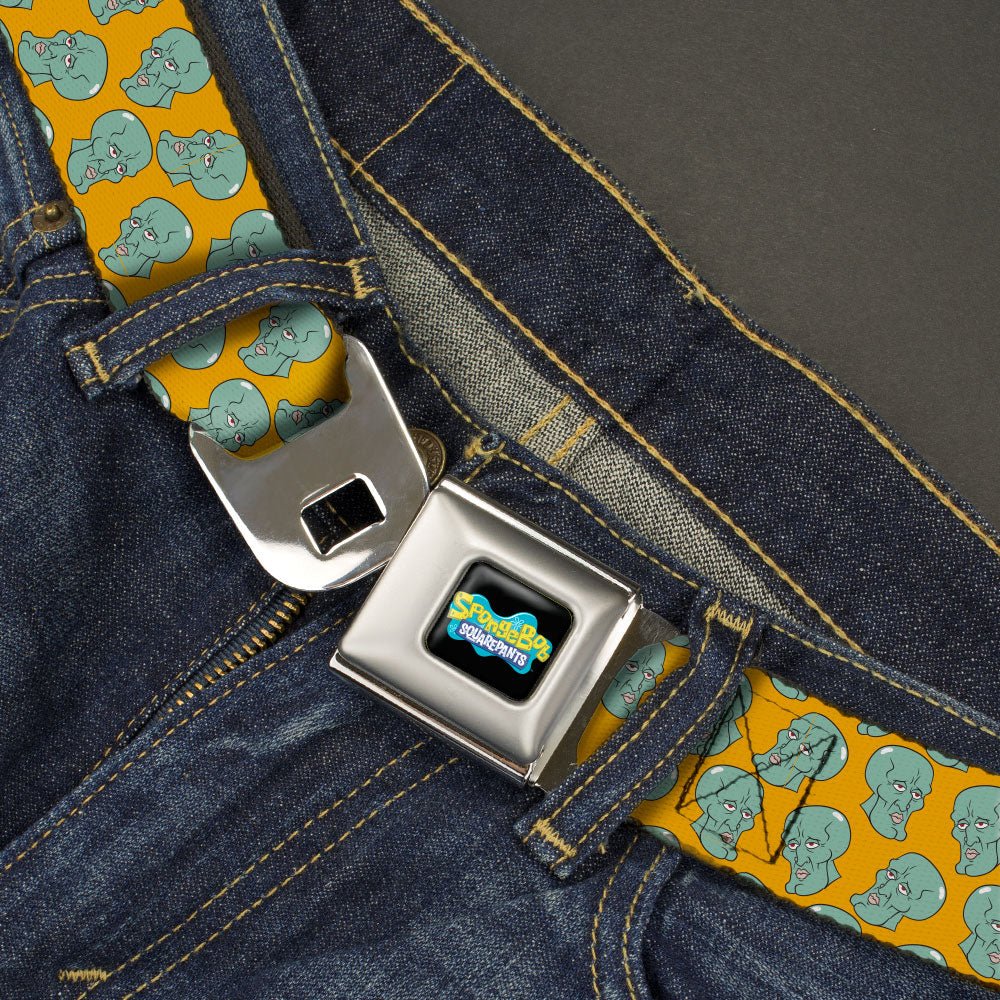 SpongeBob SquarePants Seatbelt Belt Black/Blues Logo Handsome Squidward Face Orange Webbing - Image 2