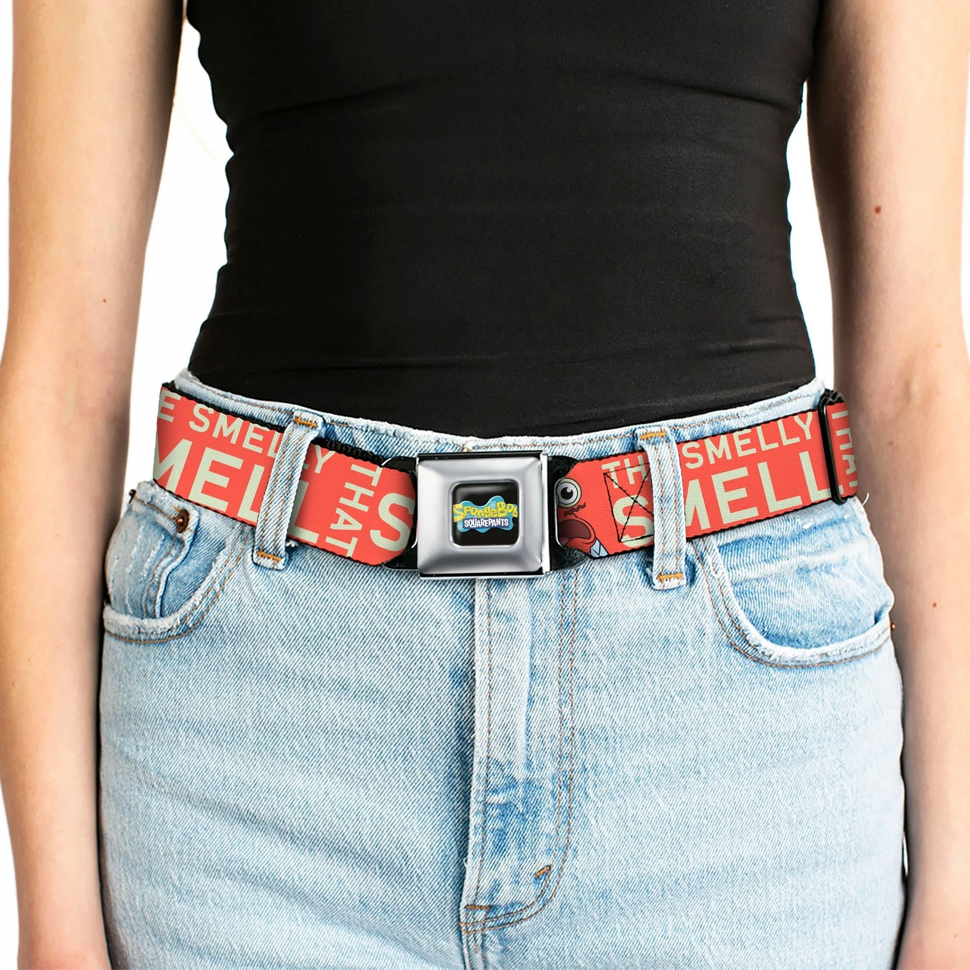 SpongeBob SquarePants Logo Seatbelt Belt Full Color Black/Blues - Image 5
