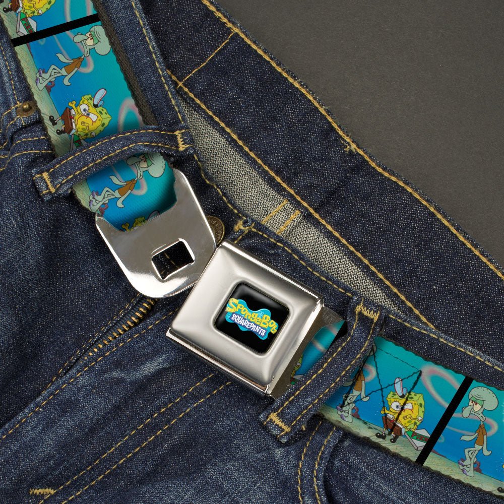 SpongeBob SquarePants Seatbelt Belt SpongeBob & Squidward Pizza Scene Black/Blue - Image 2