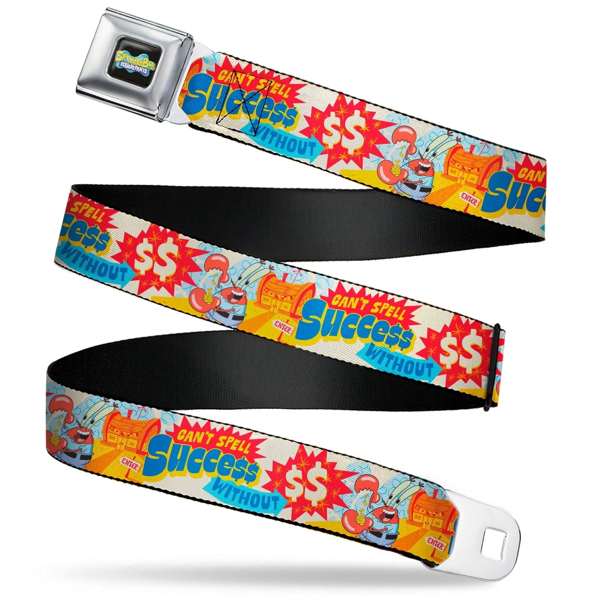 SpongeBob SquarePants Seatbelt Belt Mr. Krab Krusty Krab Collage Ivory Multi Color
