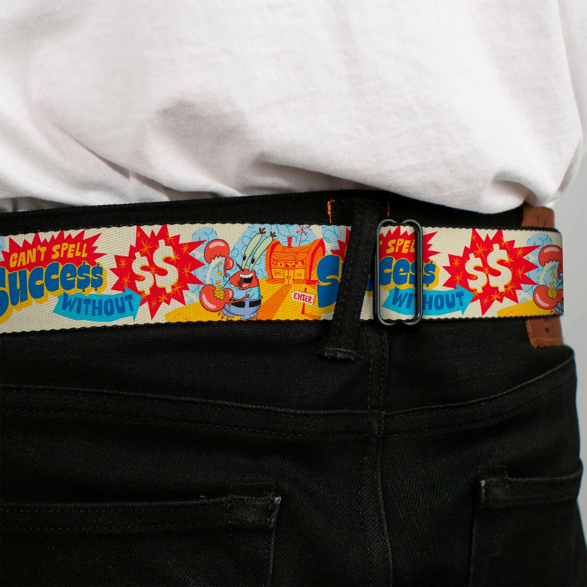 SpongeBob SquarePants Seatbelt Belt Mr. Krab Krusty Krab Collage Ivory Multi Color - Image 4