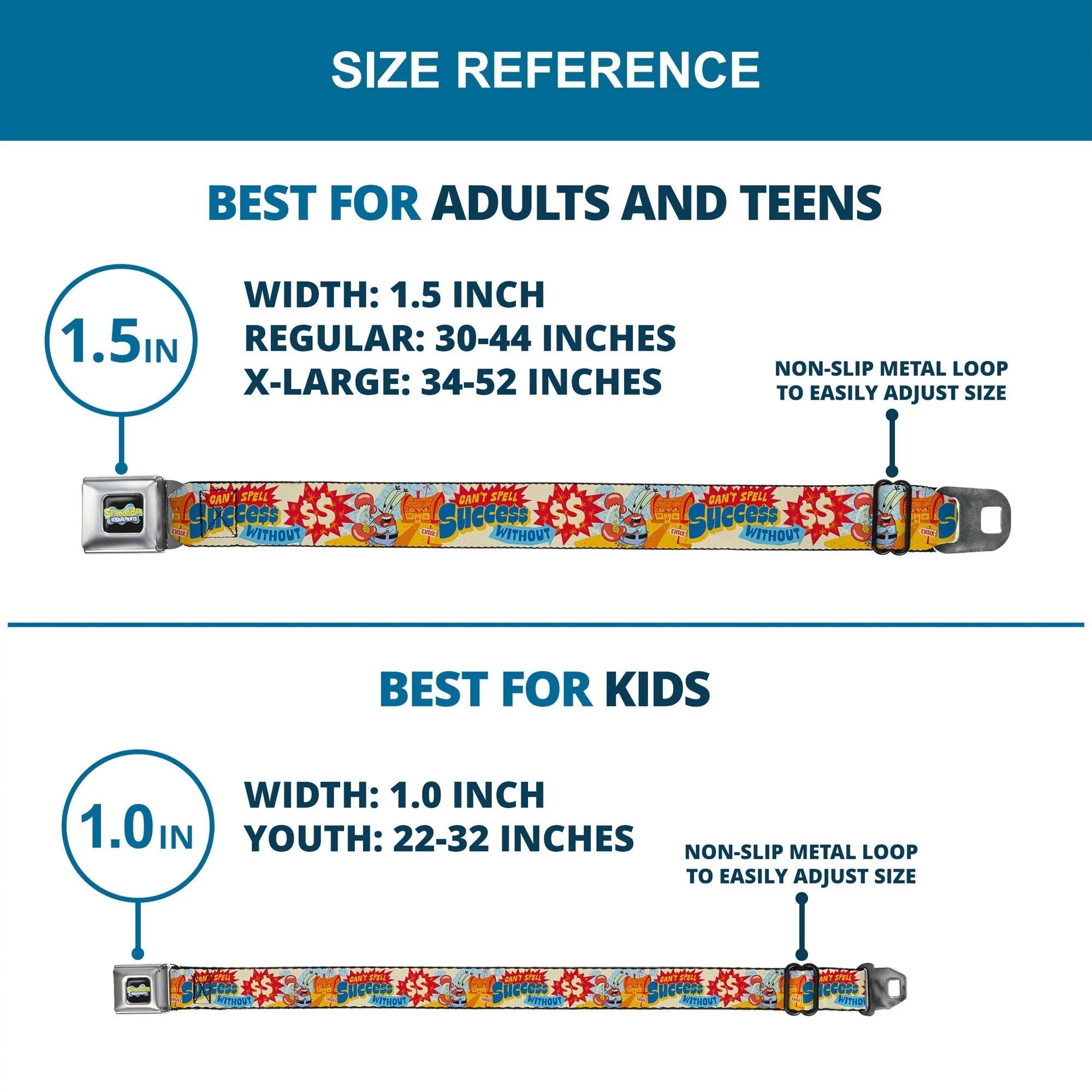 SpongeBob SquarePants Seatbelt Belt Mr. Krab Krusty Krab Collage Ivory Multi Color - Image 8