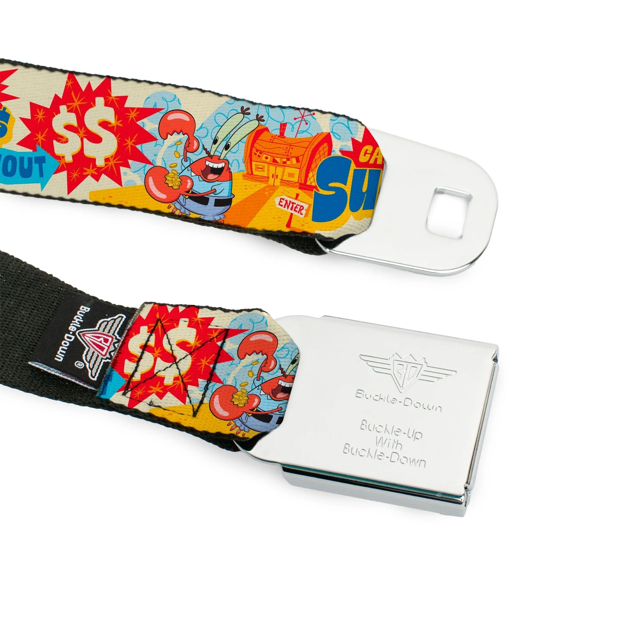 SpongeBob SquarePants Seatbelt Belt Mr. Krab Krusty Krab Collage Ivory Multi Color - Image 9