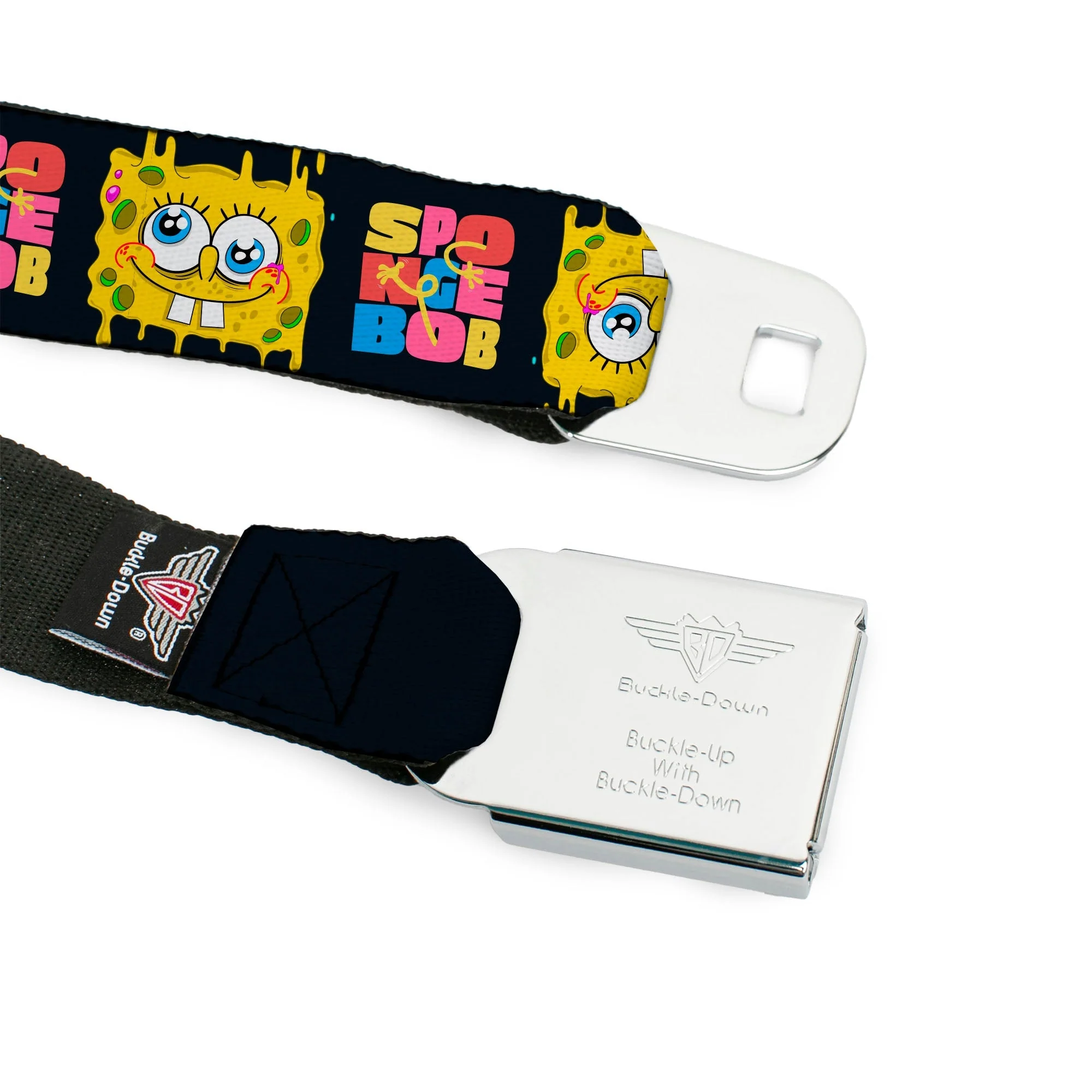 SpongeBob SquarePants Seatbelt Belt Logo Full Color Text Block and Smiling Face Buckle-Down Black/Multi Color - Image 9