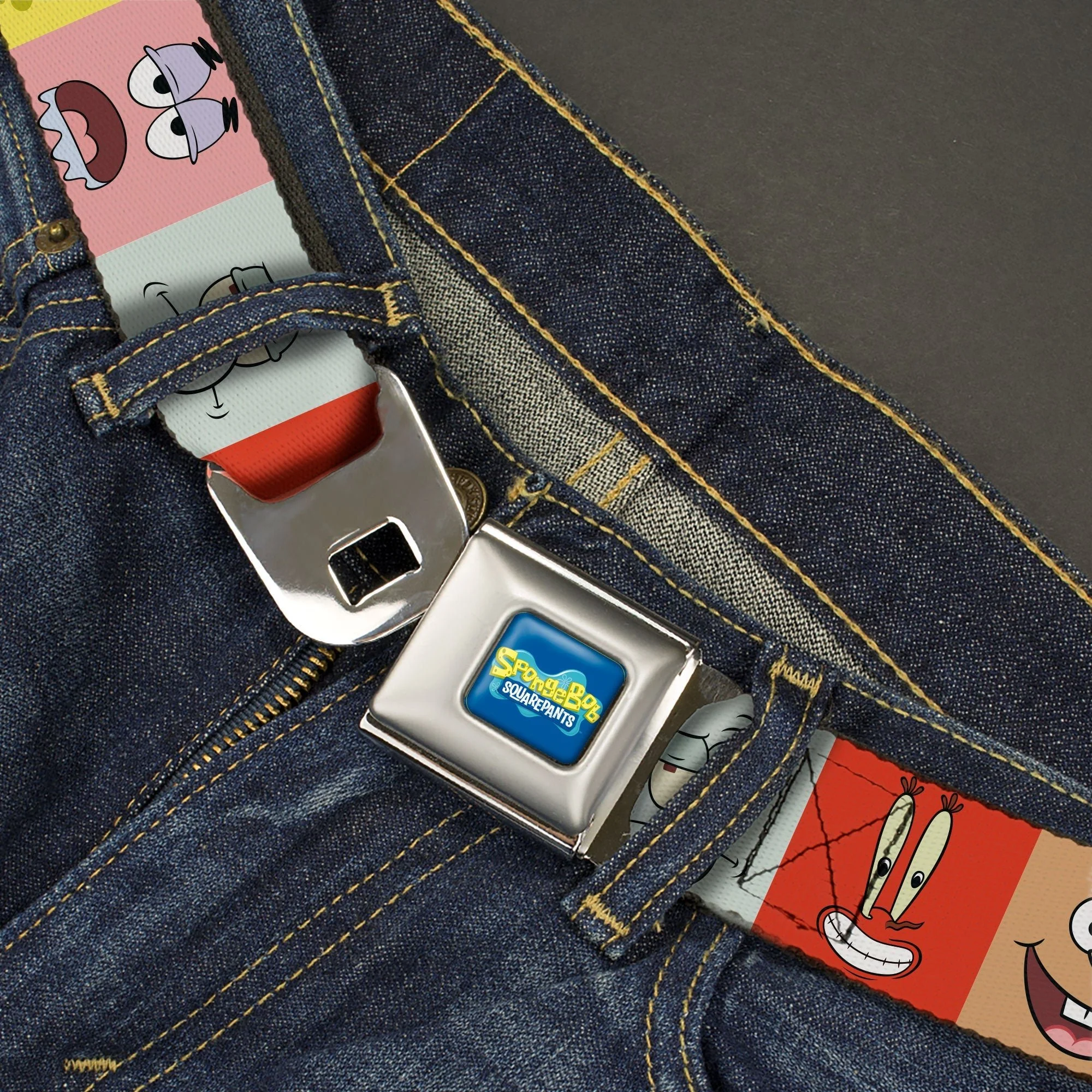 SpongeBob SquarePants Logo Seatbelt Belt Expression Blocks Multi-Color - Image 2