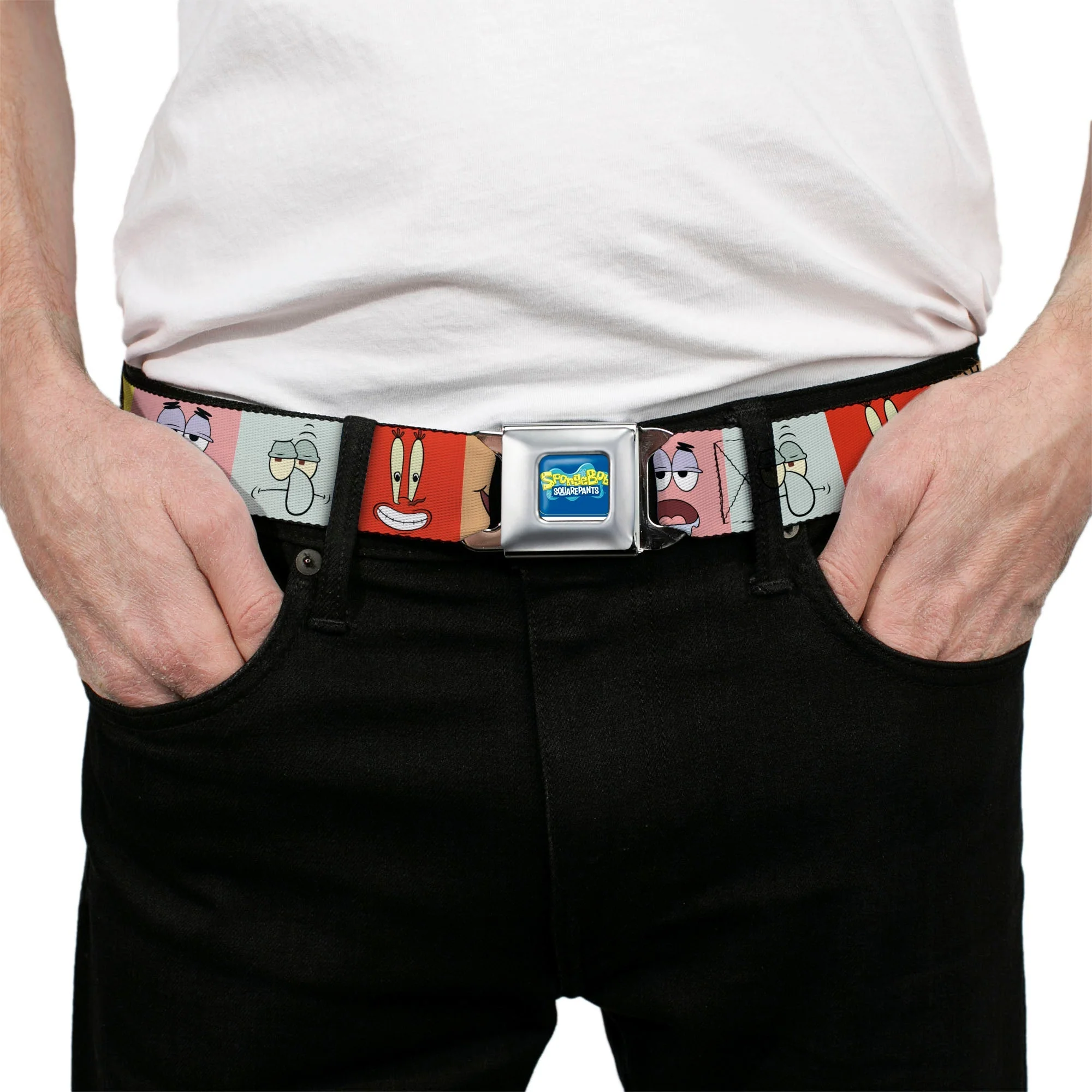 SpongeBob SquarePants Logo Seatbelt Belt Expression Blocks Multi-Color - Image 3