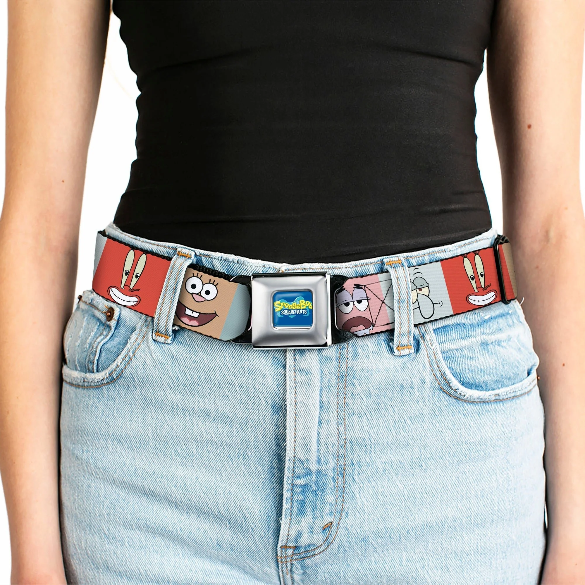 SpongeBob SquarePants Logo Seatbelt Belt Expression Blocks Multi-Color - Image 5