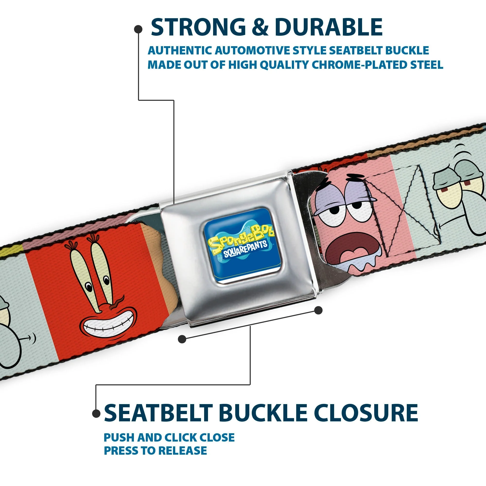 SpongeBob SquarePants Logo Seatbelt Belt Expression Blocks Multi-Color - Image 7