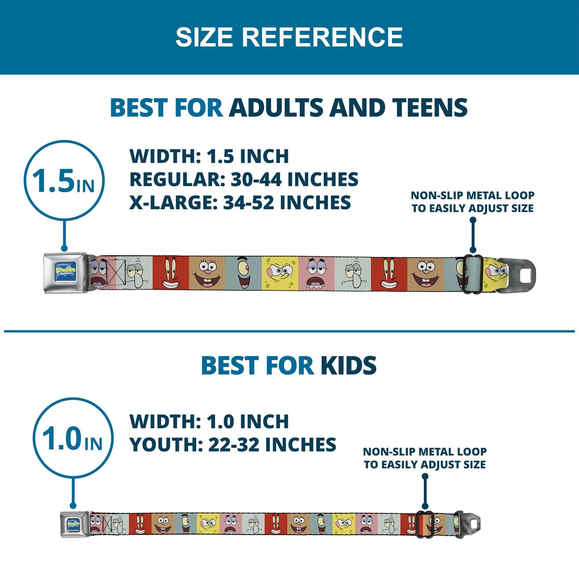 SpongeBob SquarePants Logo Seatbelt Belt Expression Blocks Multi-Color - Image 8