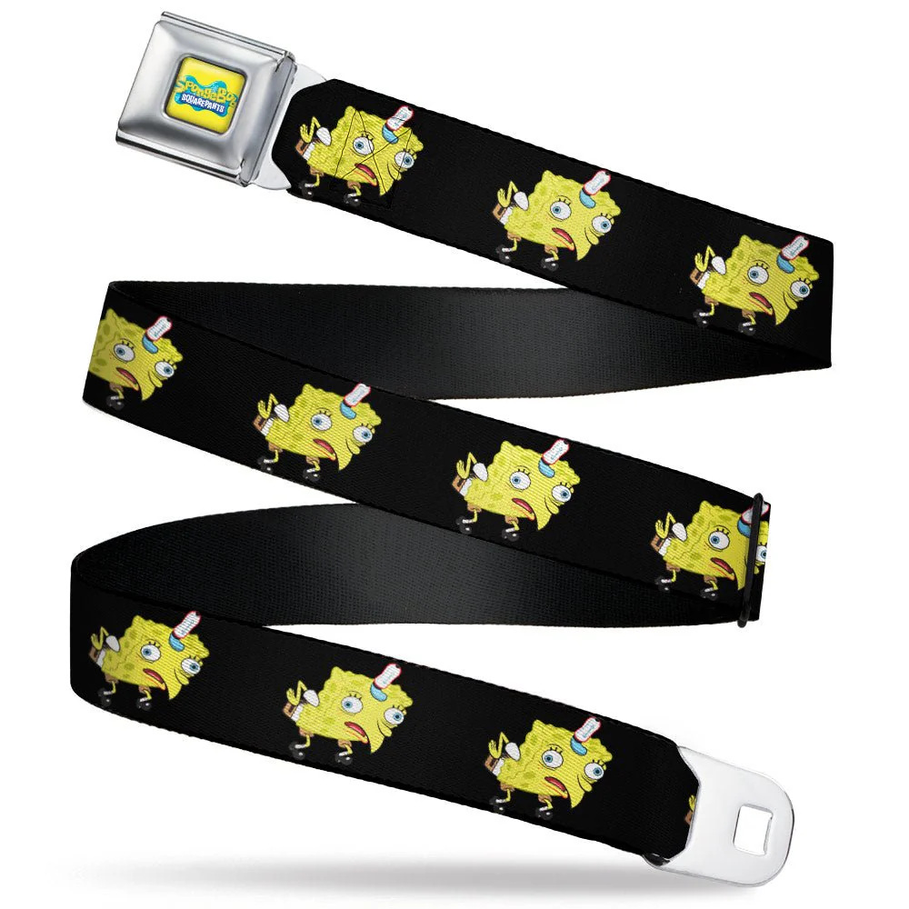 SpongeBob SquarePants Seatbelt Belt Mocking Pose Full Color Black