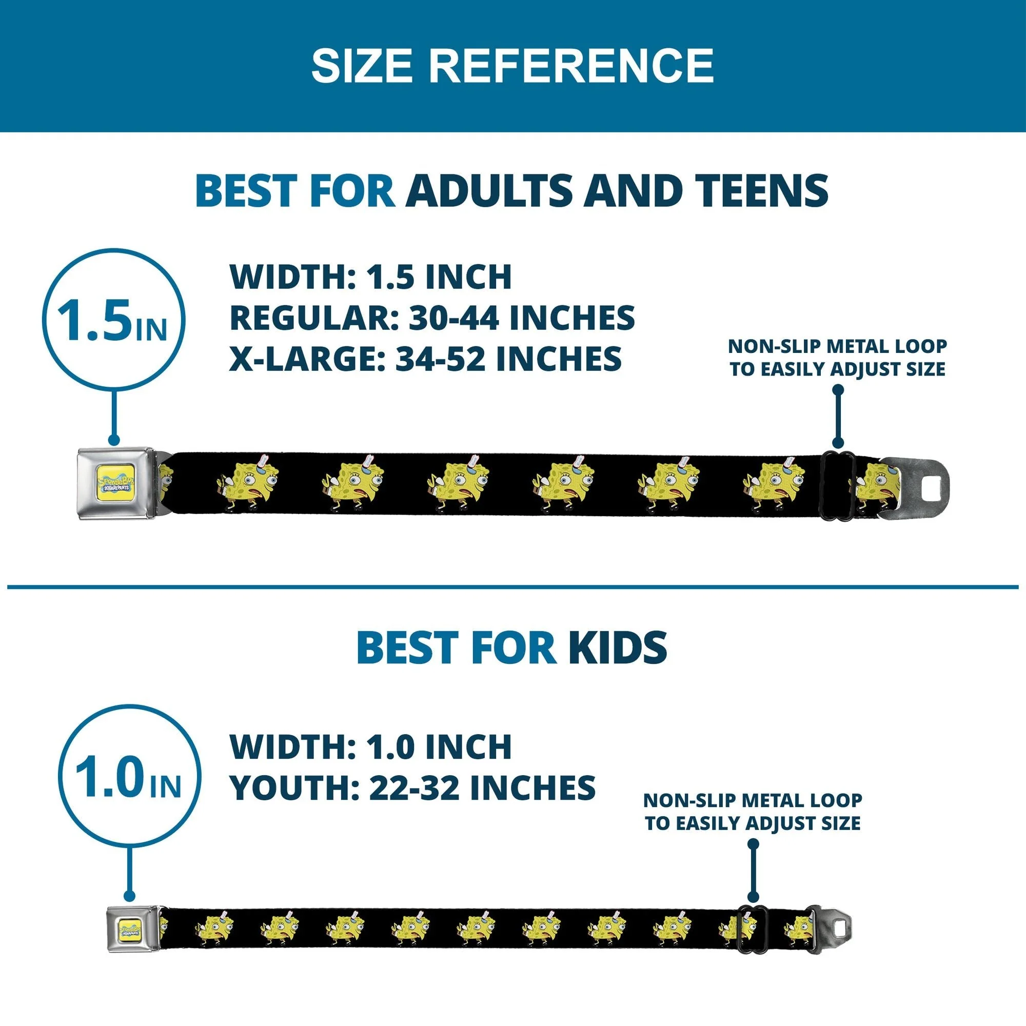 SpongeBob SquarePants Seatbelt Belt Mocking Pose Full Color Black - Image 8