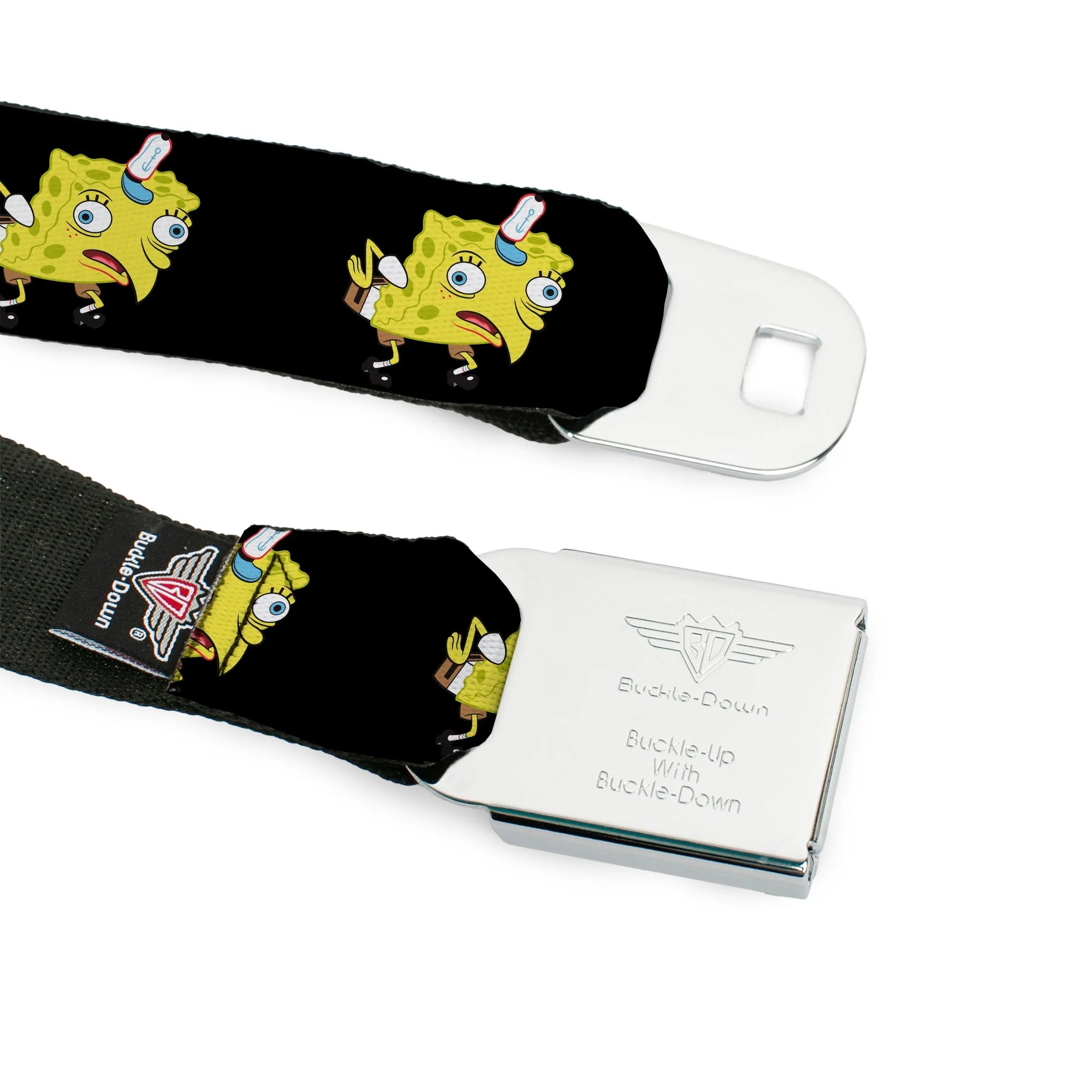 SpongeBob SquarePants Seatbelt Belt Mocking Pose Full Color Black - Image 9