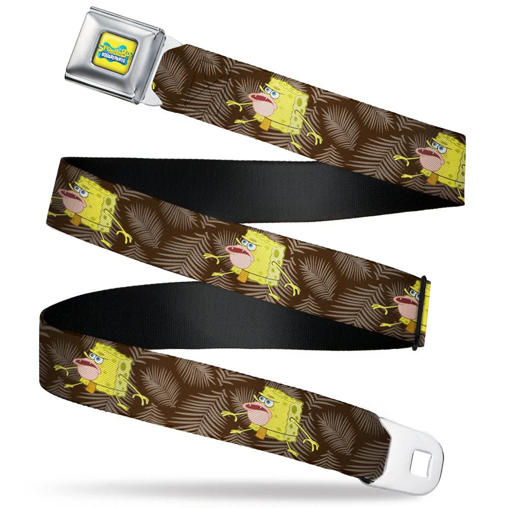 SpongeBob SquarePants Seatbelt Belt Logo Full Color Primitive Pose Black Gray Webbing