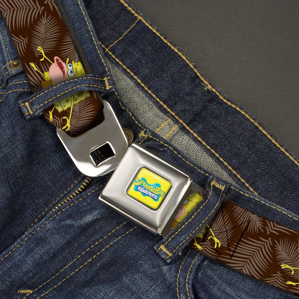SpongeBob SquarePants Seatbelt Belt Logo Full Color Primitive Pose Black Gray Webbing - Image 2