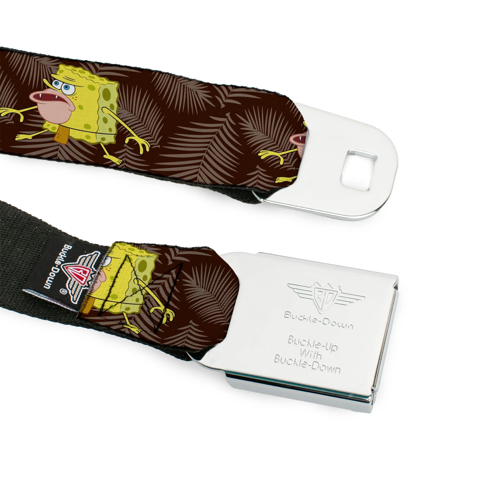 SpongeBob SquarePants Seatbelt Belt Logo Full Color Primitive Pose Black Gray Webbing - Image 9