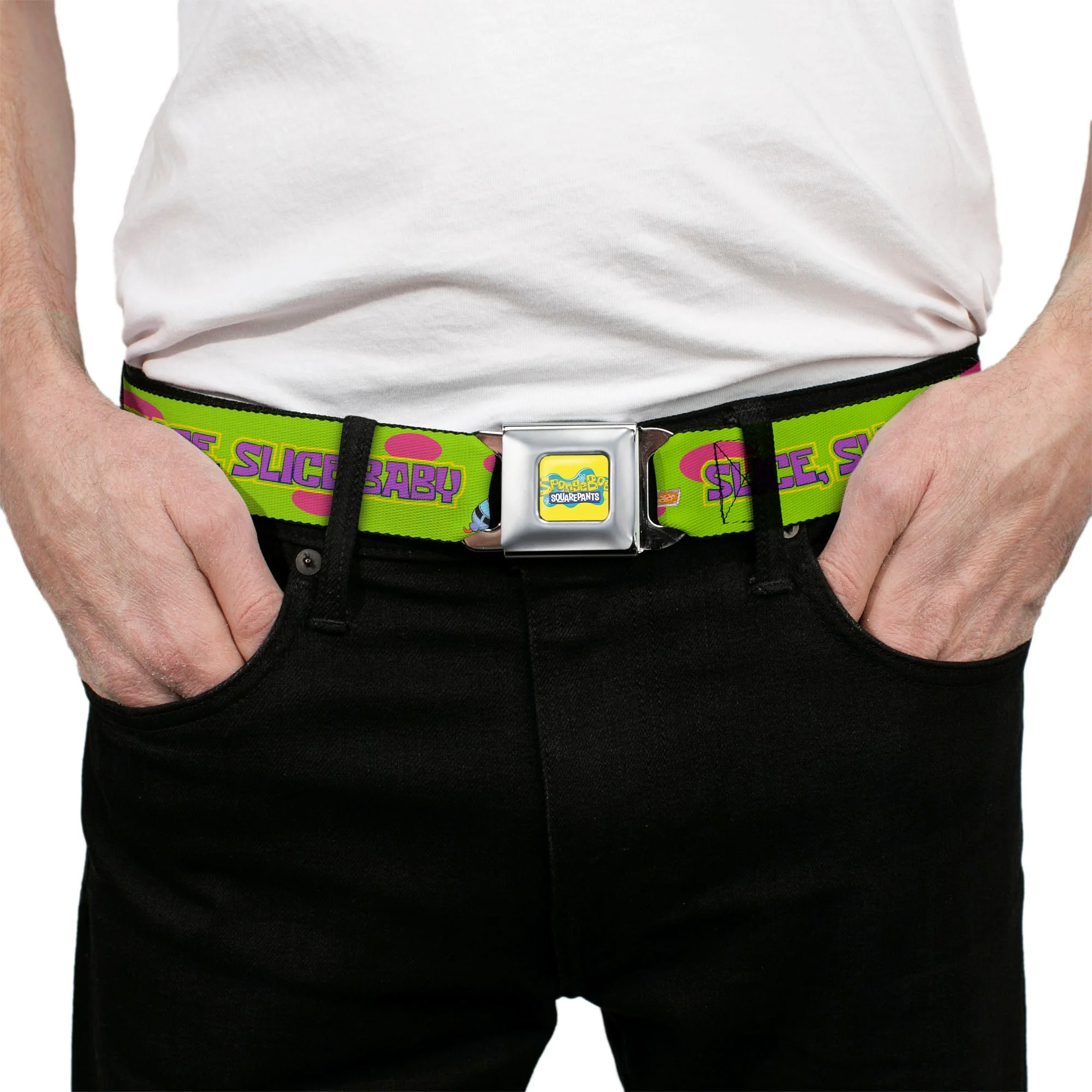 SpongeBob SquarePants Logo Seatbelt Belt Slice Slice Baby Green Webbing - Image 3
