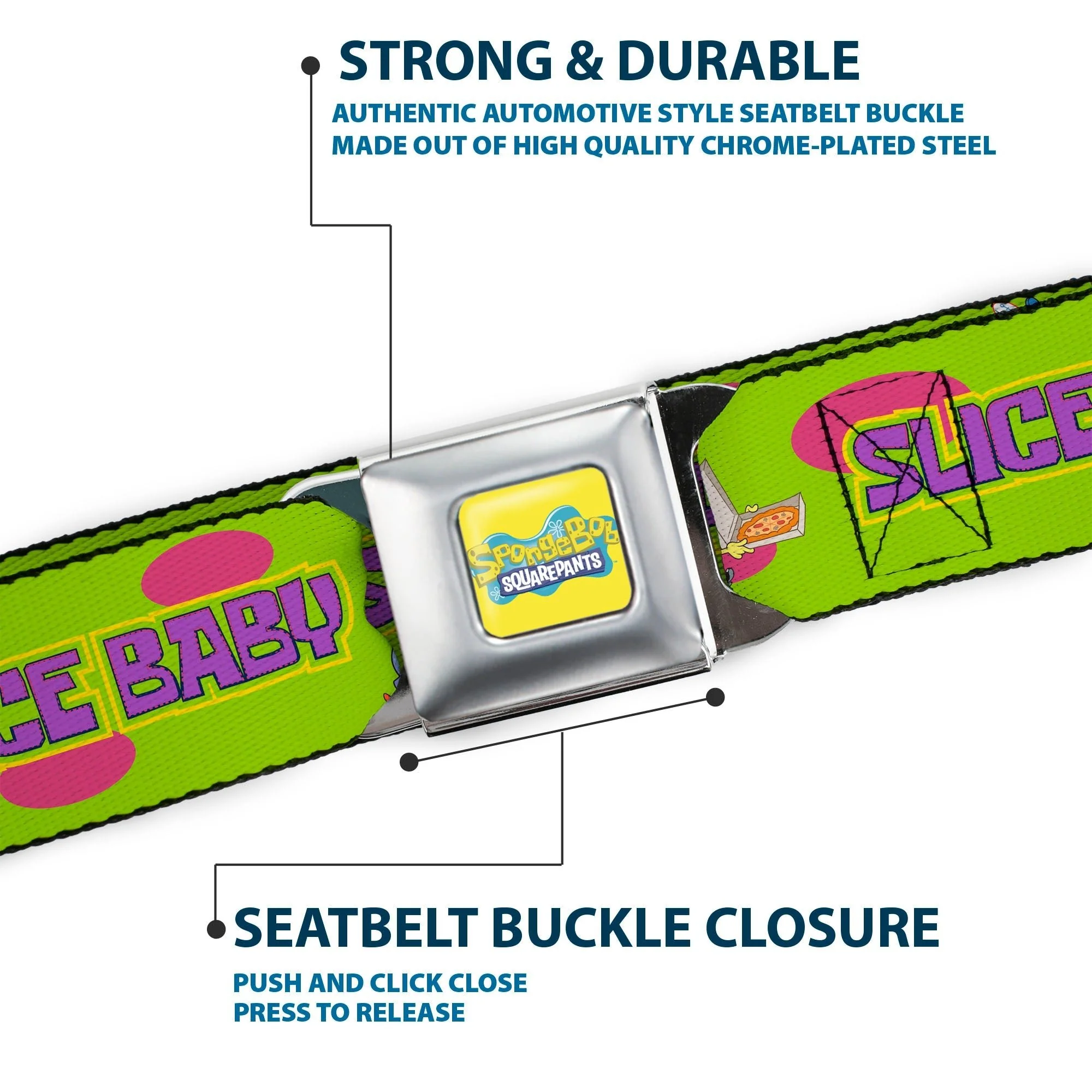 SpongeBob SquarePants Logo Seatbelt Belt Slice Slice Baby Green Webbing - Image 7