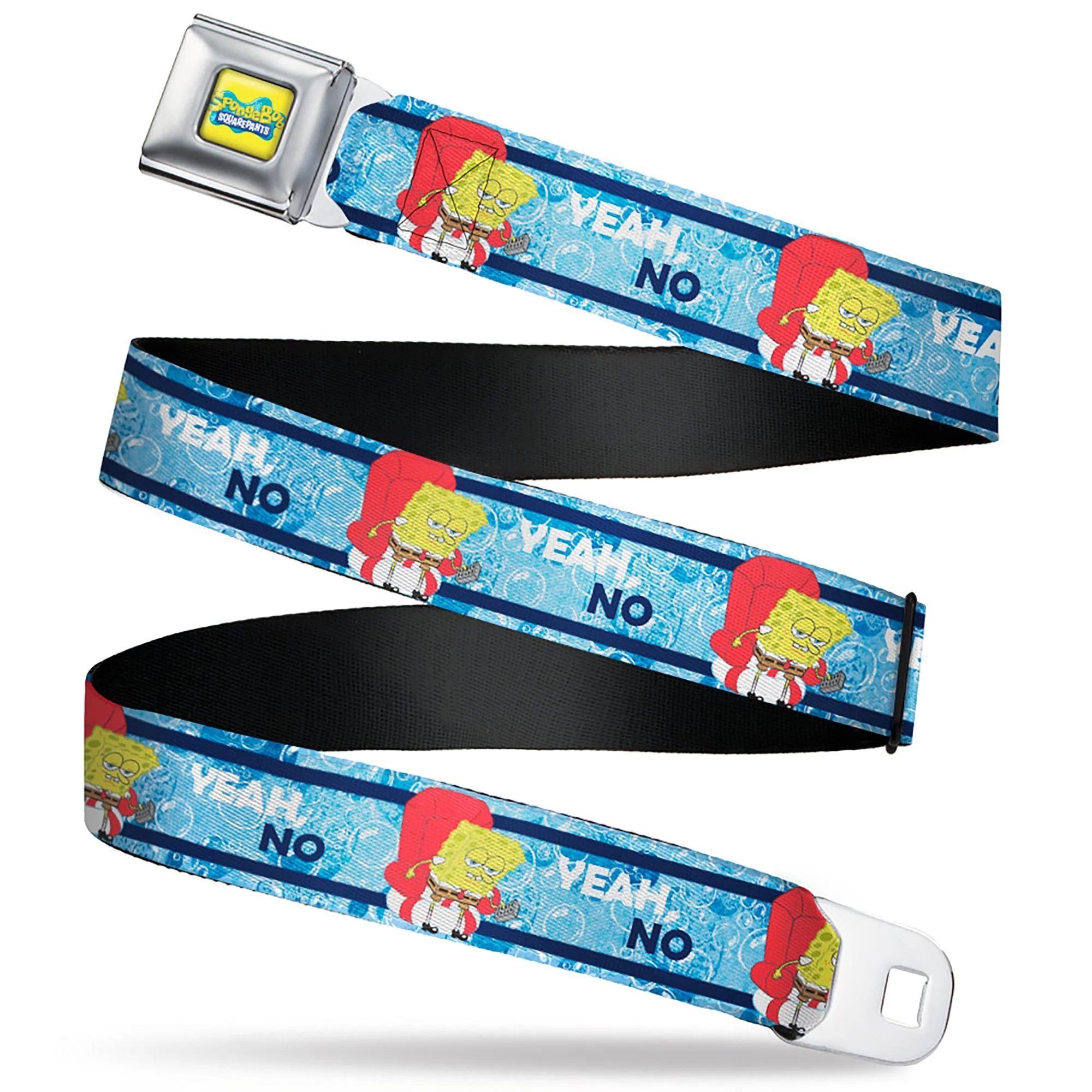 SpongeBob SquarePants Logo Seatbelt Belt Imma Head Out Pose Yellow and Blue