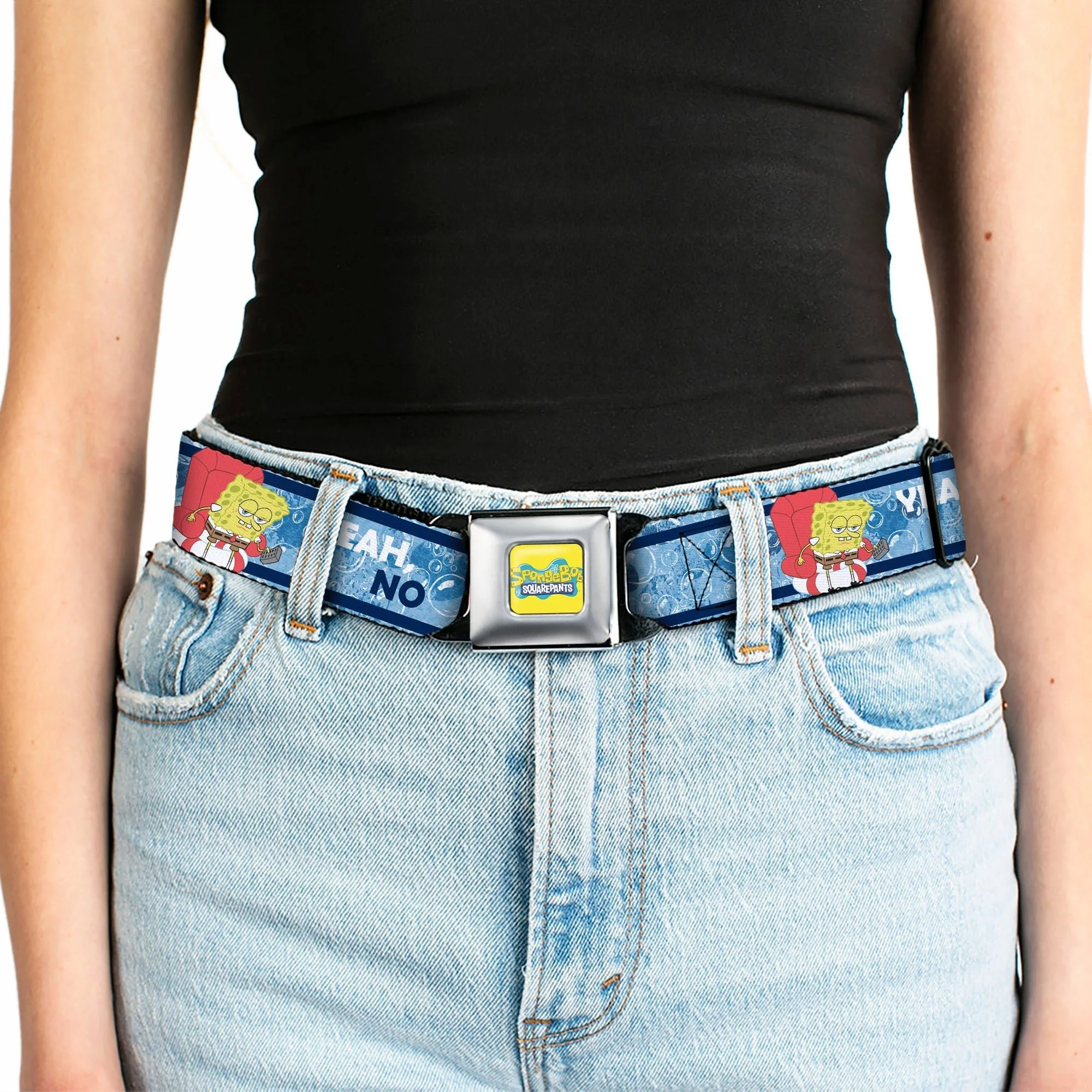 SpongeBob SquarePants Logo Seatbelt Belt Imma Head Out Pose Yellow and Blue - Image 5