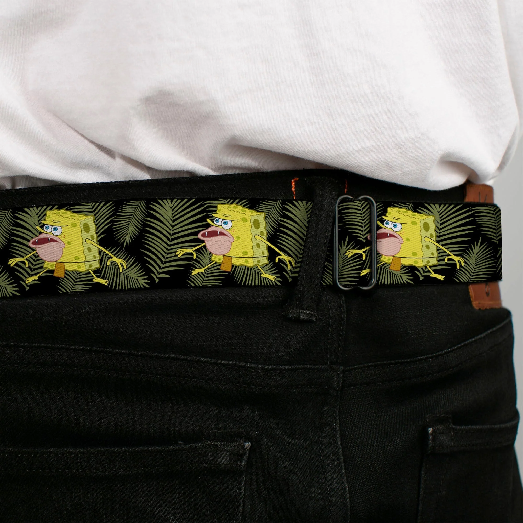 SpongeBob SquarePants Logo Seatbelt Belt Primitive Sponge Pose Black Green - Image 4