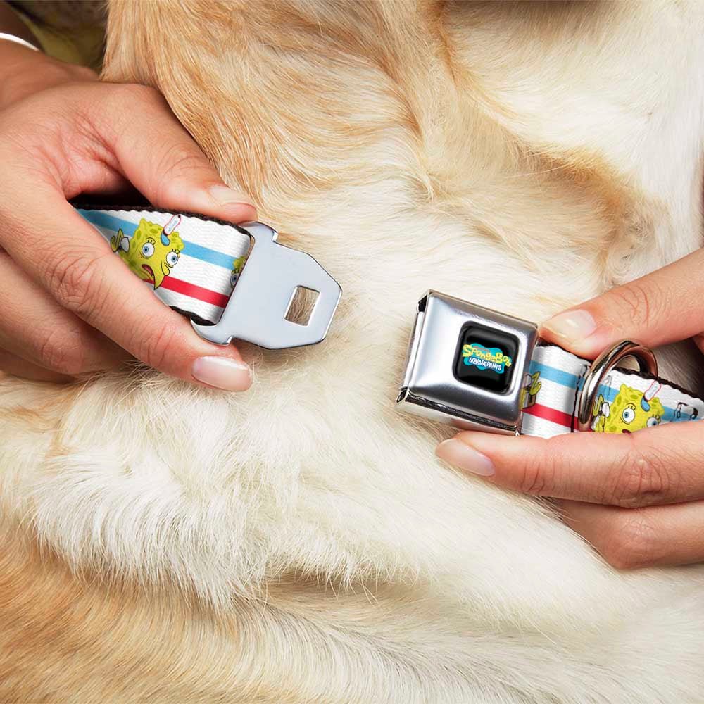 SpongeBob SquarePants Seatbelt Dog Collar Mocking SpongeBob Pose Stripe Black Full Color - Image 8