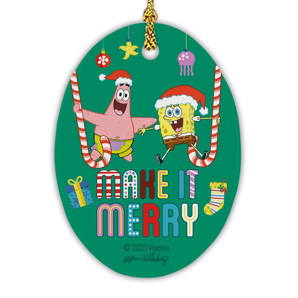SpongeBob SquarePants Make It Merry Oval Ceramic Ornament