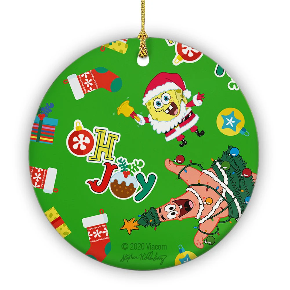 SpongeBob SquarePants Oh Joy Pattern Round Ceramic Ornament