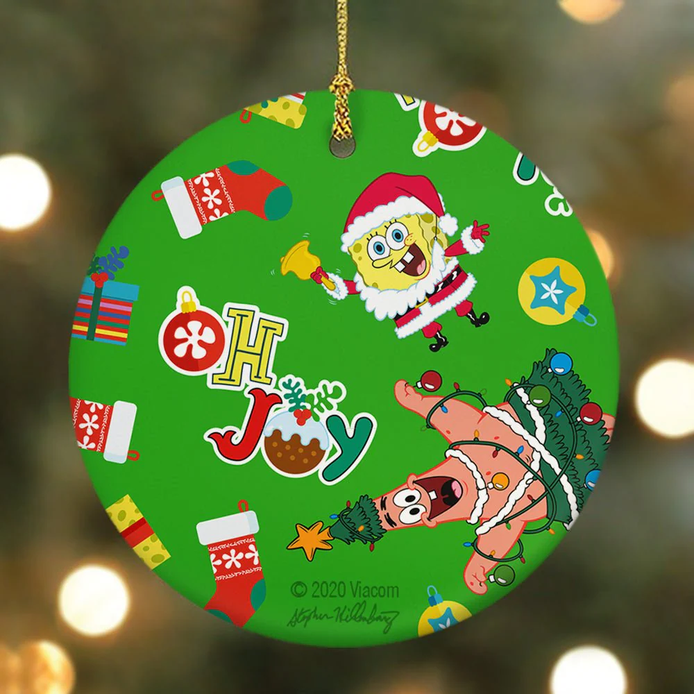 SpongeBob SquarePants Oh Joy Pattern Round Ceramic Ornament - Image 2