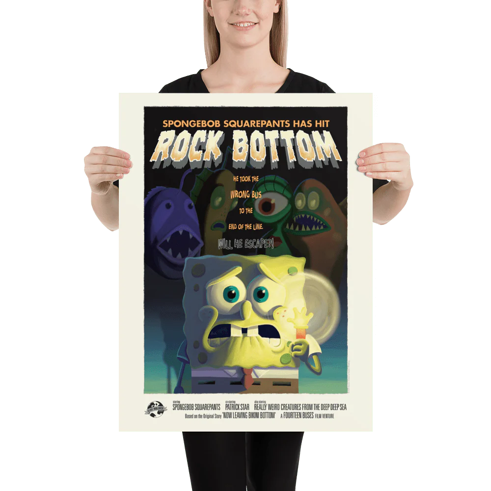 SpongeBob SquarePants Rock Bottom Premium Satin Poster